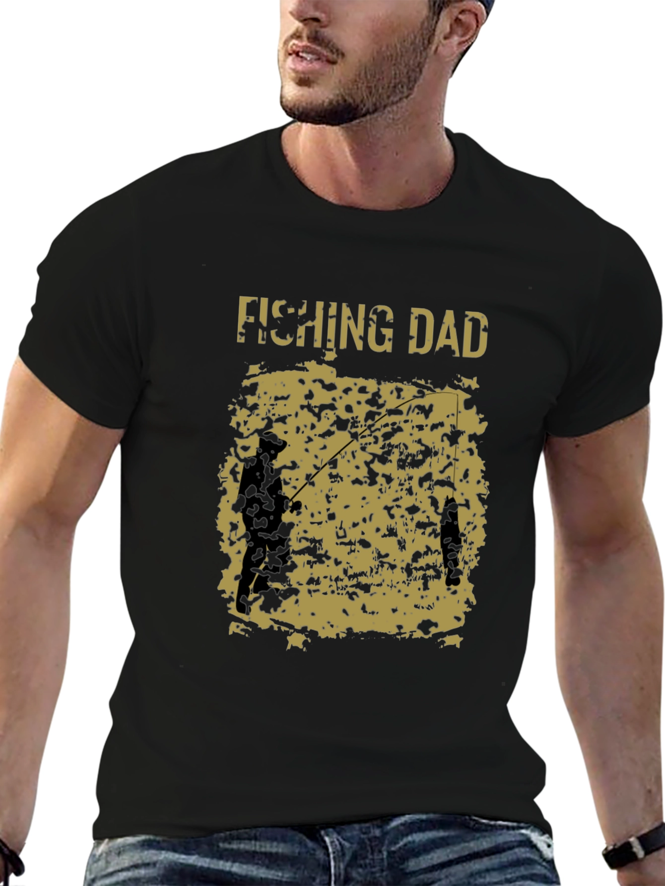 Black Fishing Dad Graphic Tee - Black view 6