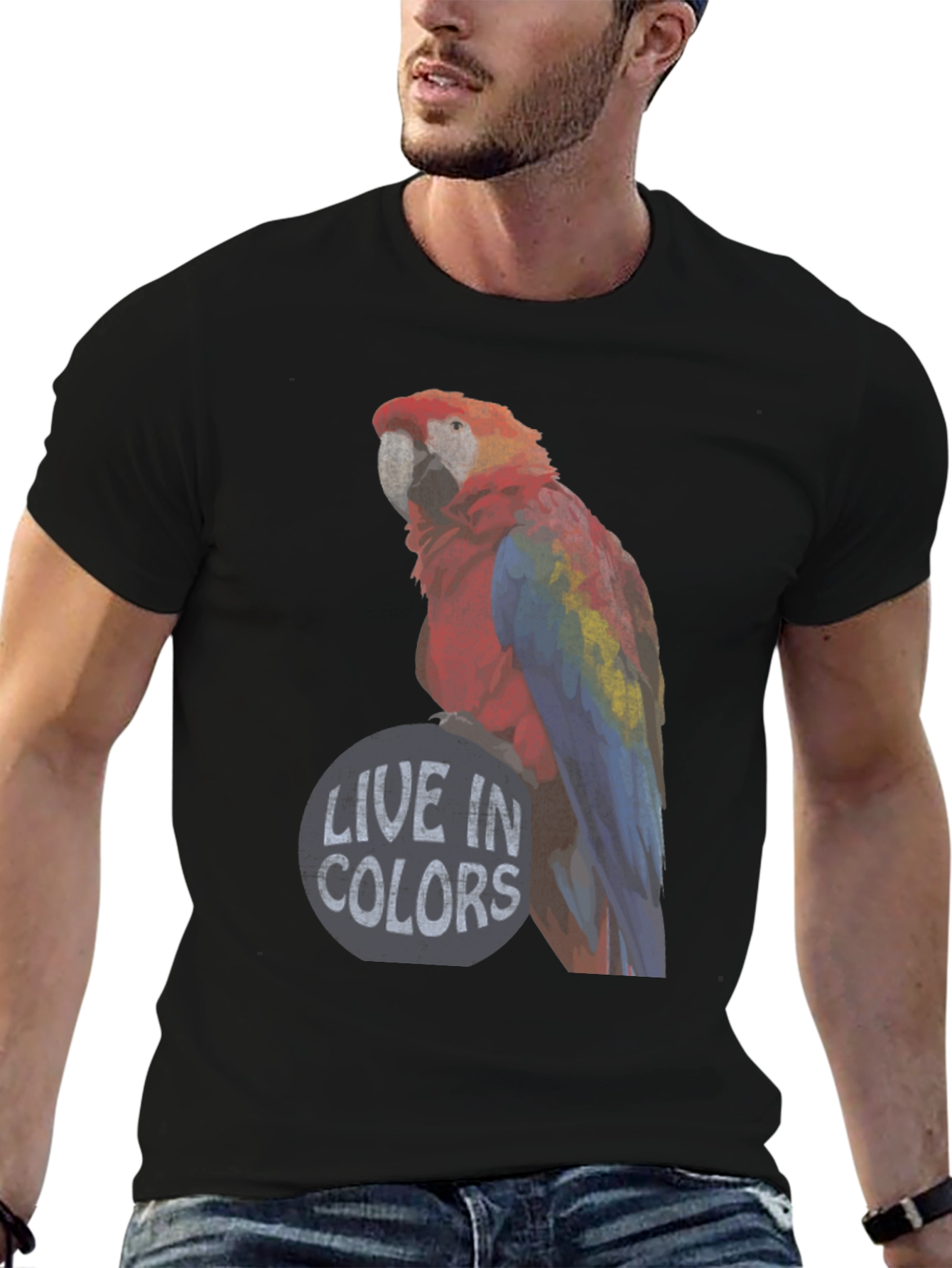 Black Live in Colors Parrot Graphic Tee view 6