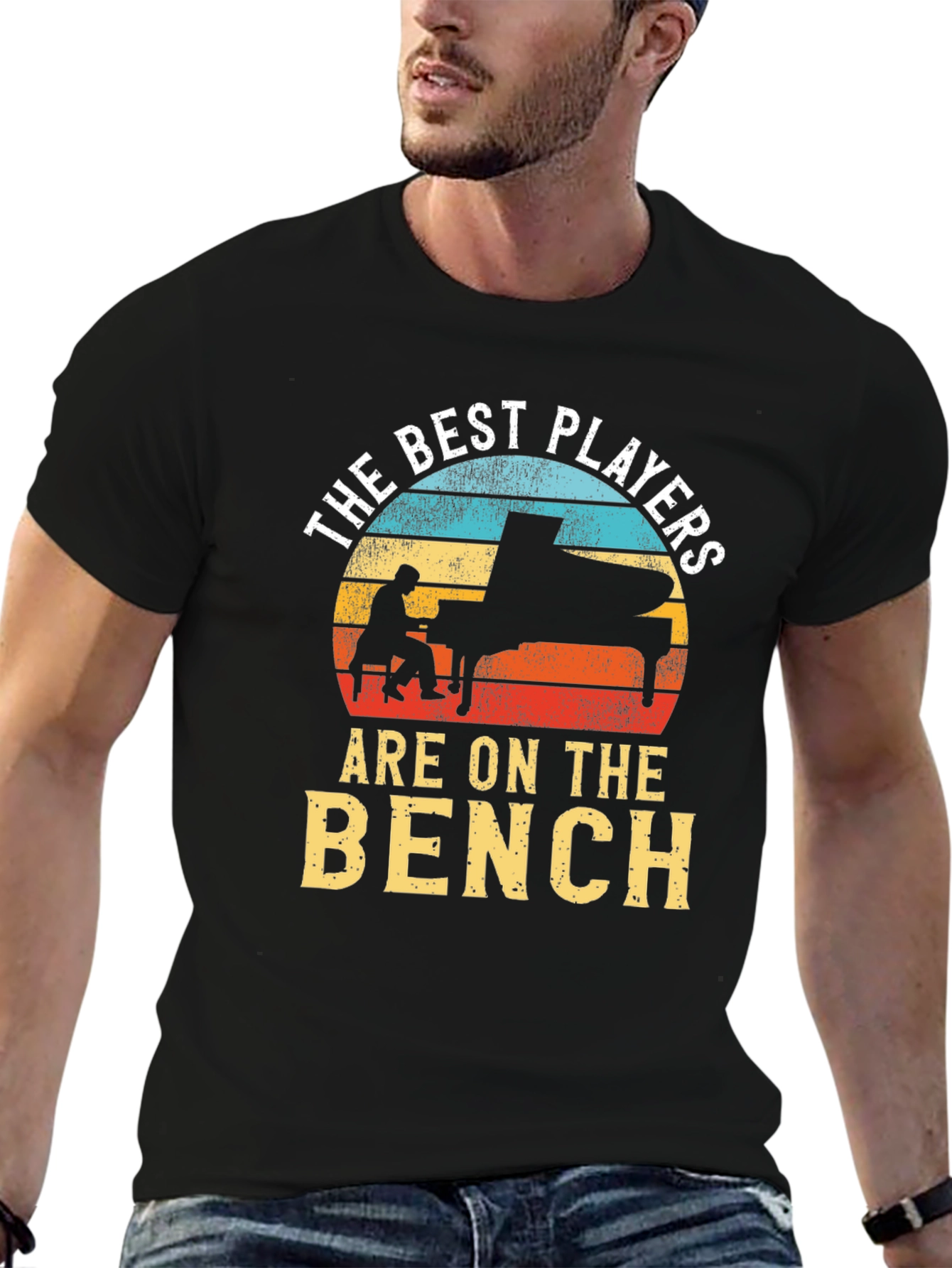 Black The Best Players are on the Bench T-Shirt - Piano Lover view 6