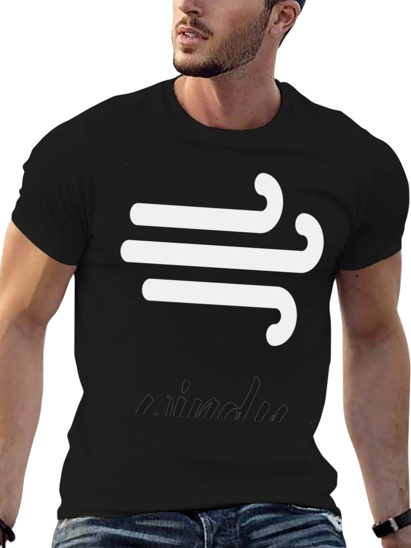 Black Wind Symbol T-Shirt - Modern Graphic Tee view 6