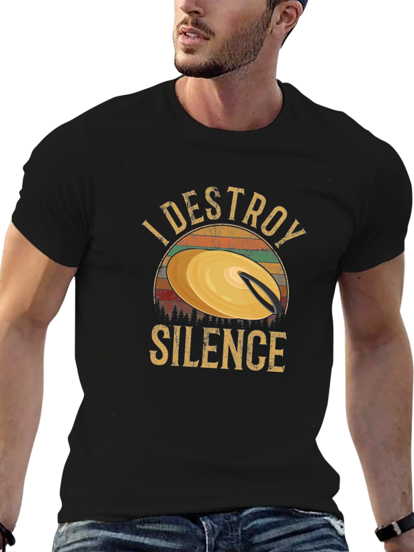 Black I Destroy Silence Drummer T-Shirt view 6