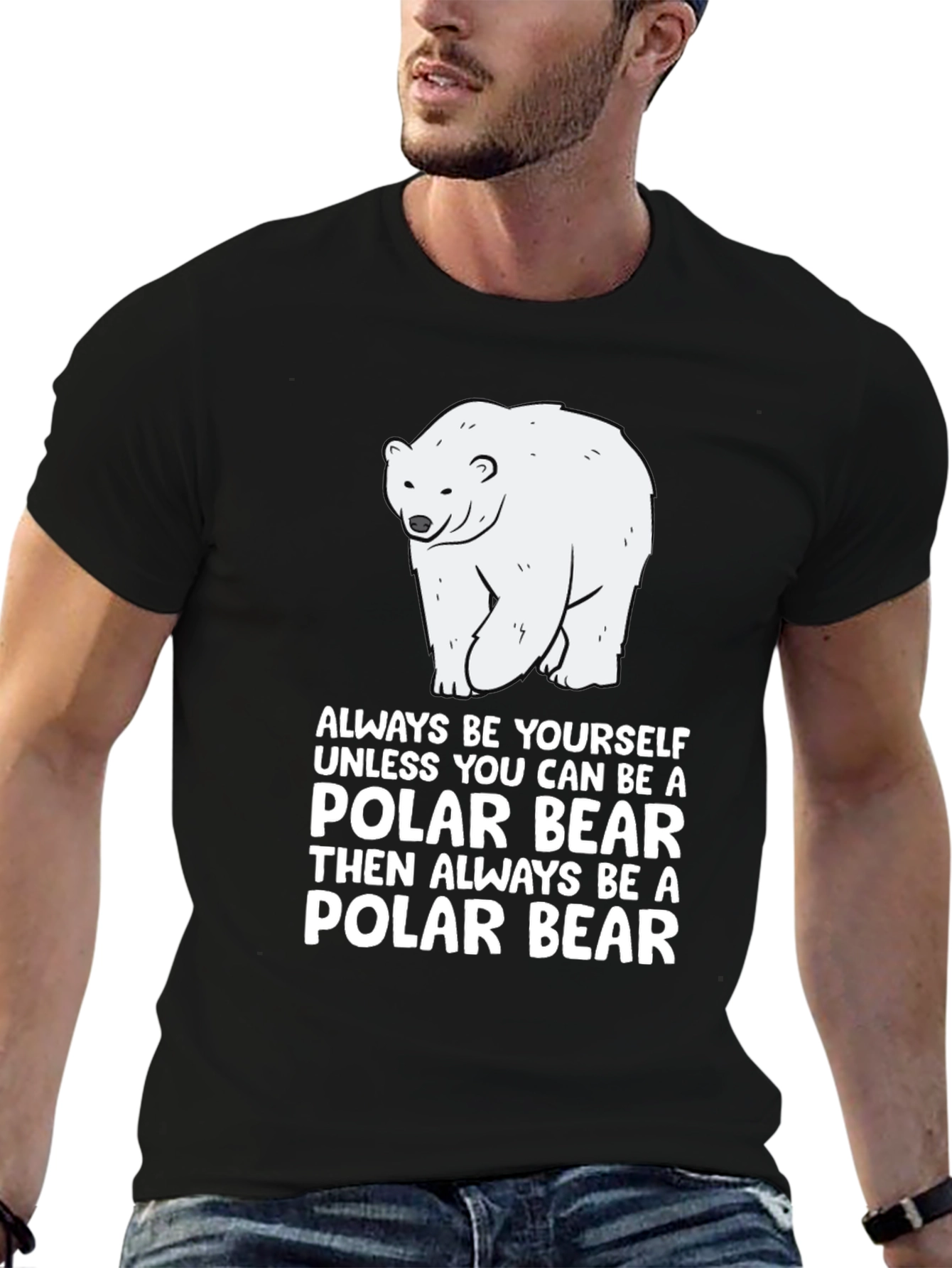 Black Polar Bear T-Shirt - "Always Be Yourself" view 6