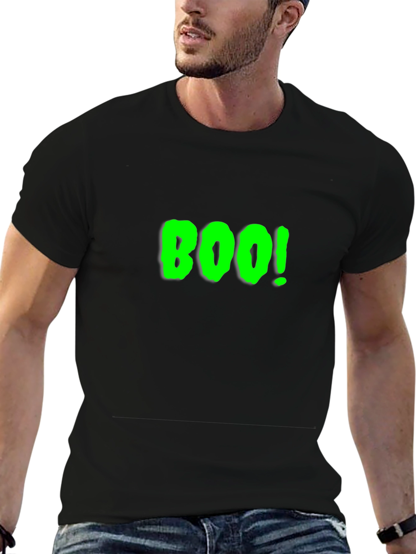 Black Boo! Black Cotton Graphic Tee view 6