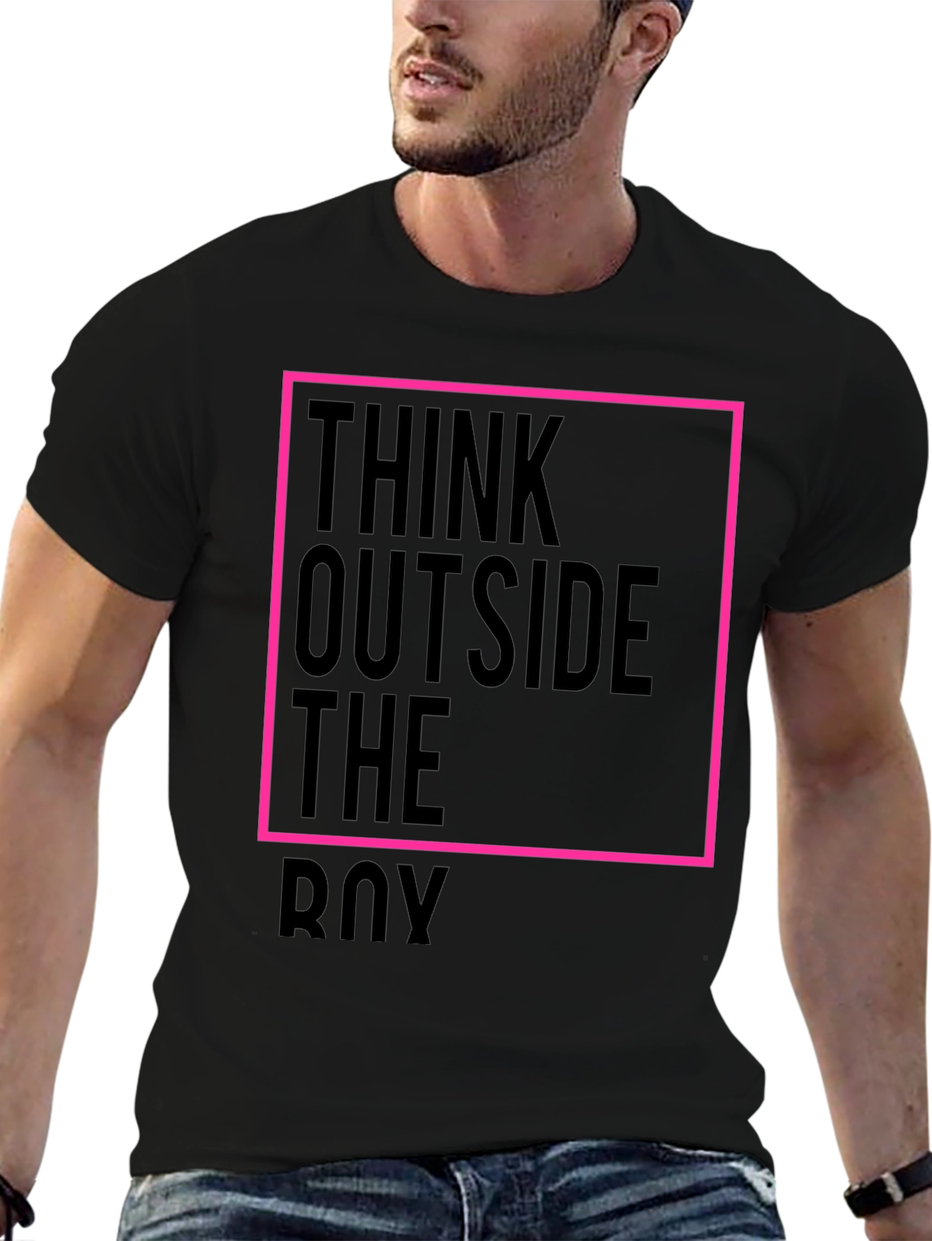 Black Think Outside the Box Black Graphic Tee view 6