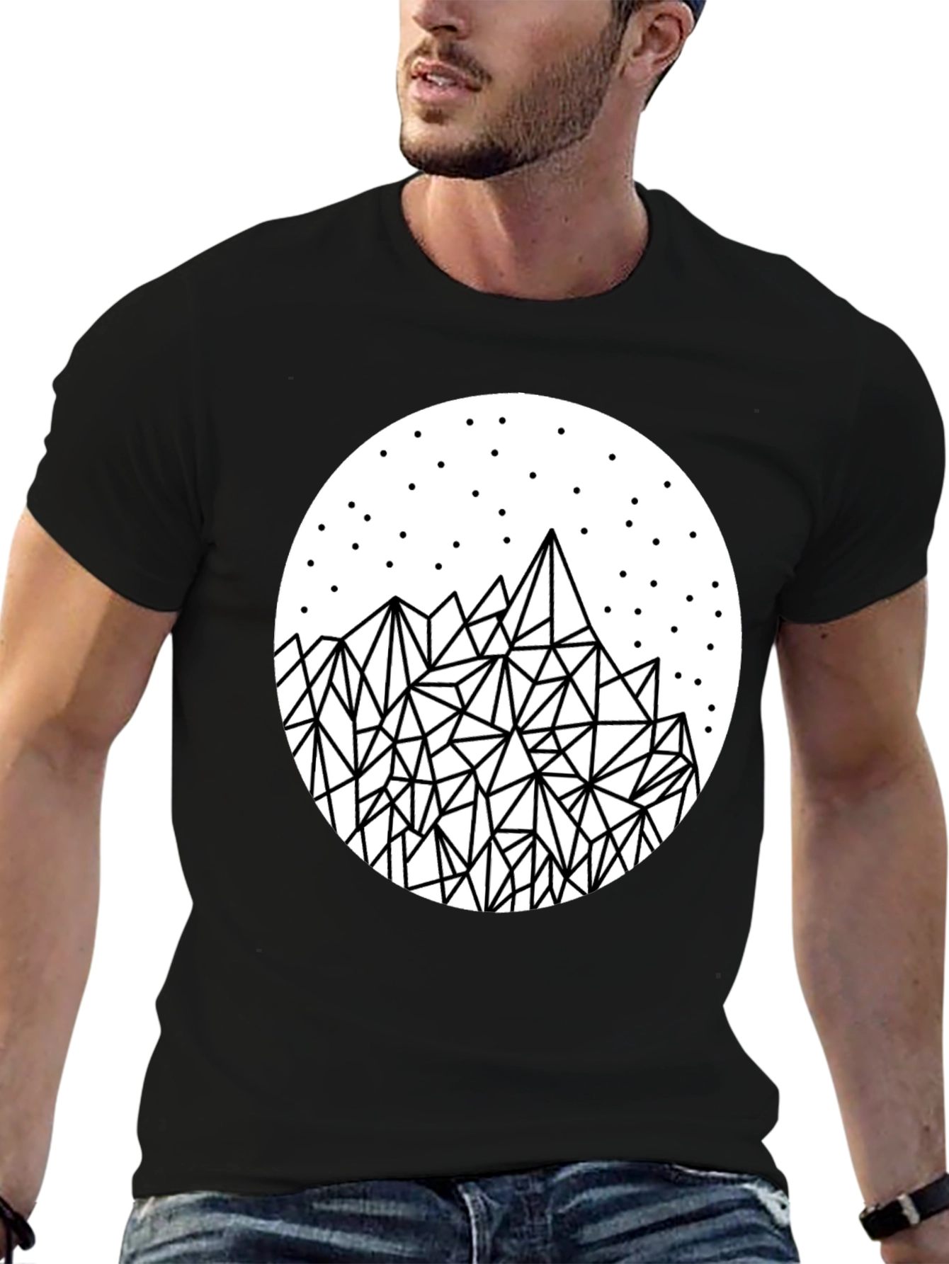 Black Geometric Mountainscape Tee view 6