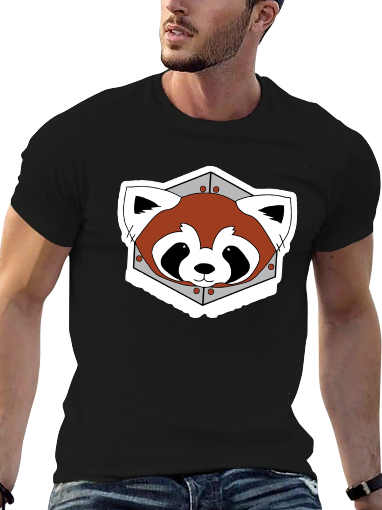 Black Red Panda Graphic Tee - Black Cotton Blend view 6