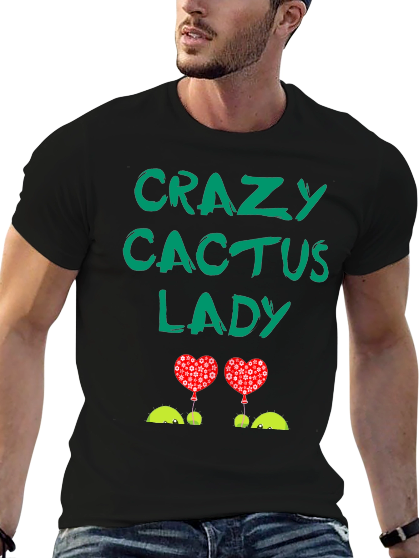 Black Crazy Cactus Lady T-Shirt view 6