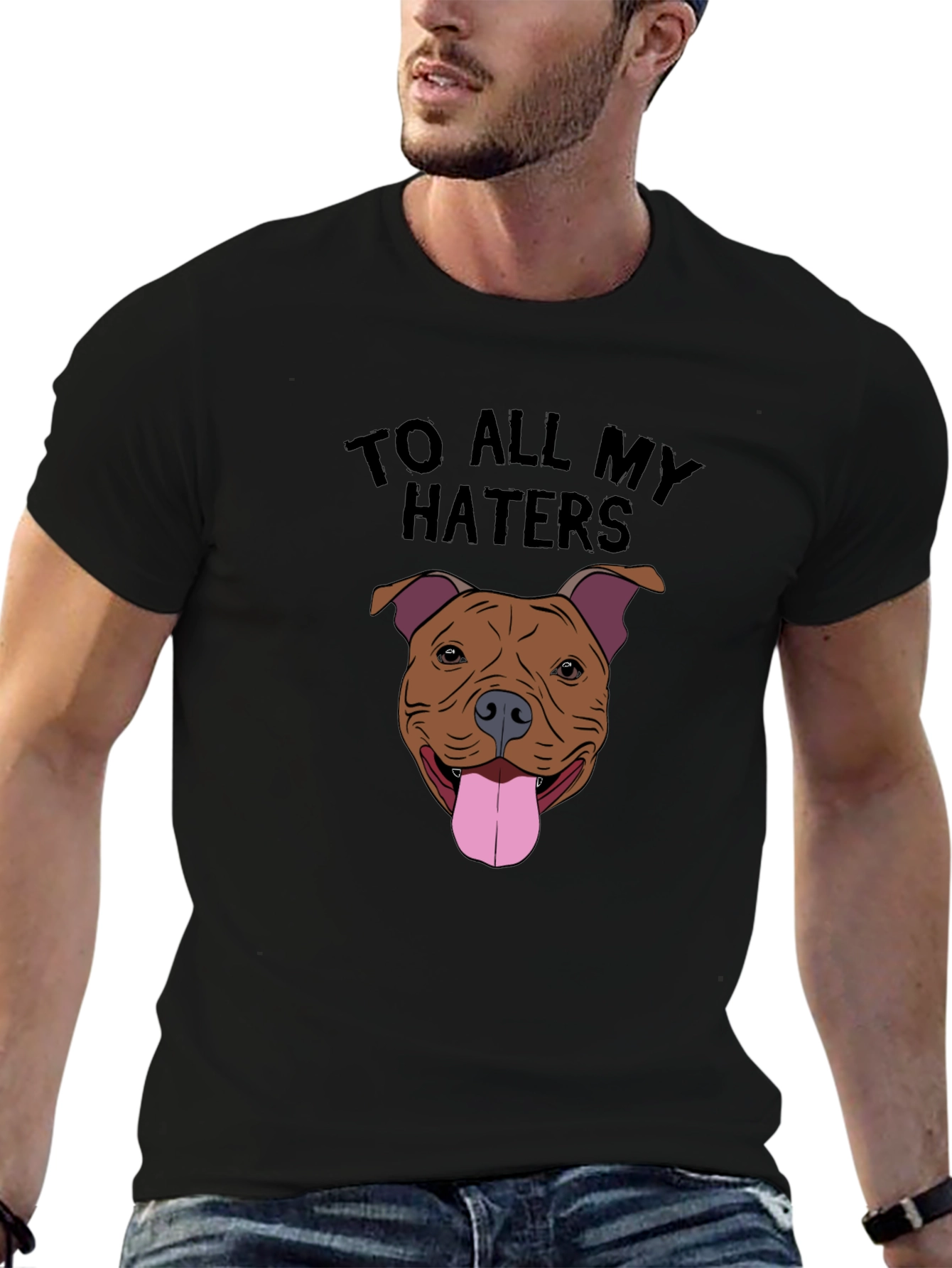 Black Dog Lover T-Shirt - To All My Haters Pitbull Tee view 6