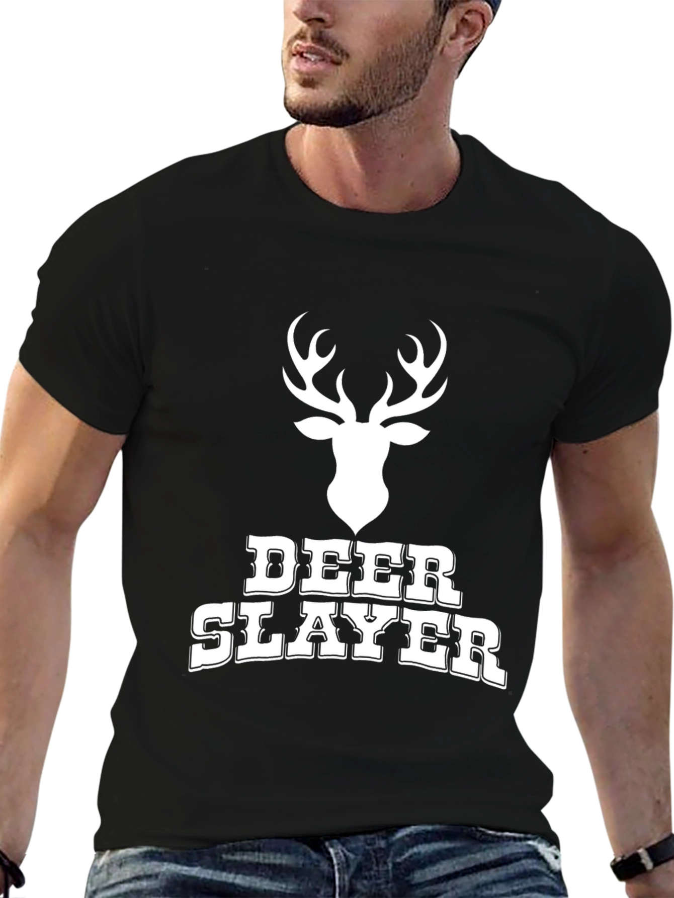Black Deer Slayer Graphic T-Shirt - Black view 6