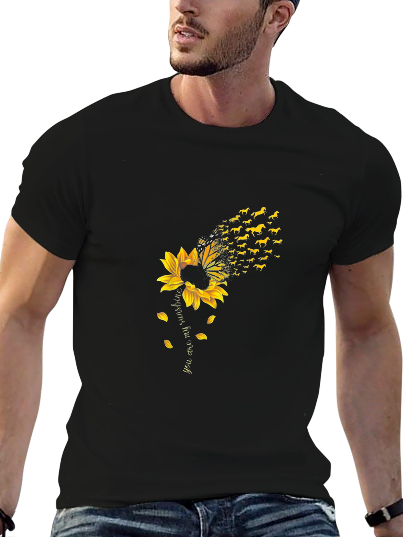 Black Sunflower Dachshund T-Shirt - You are My Sunshine view 6