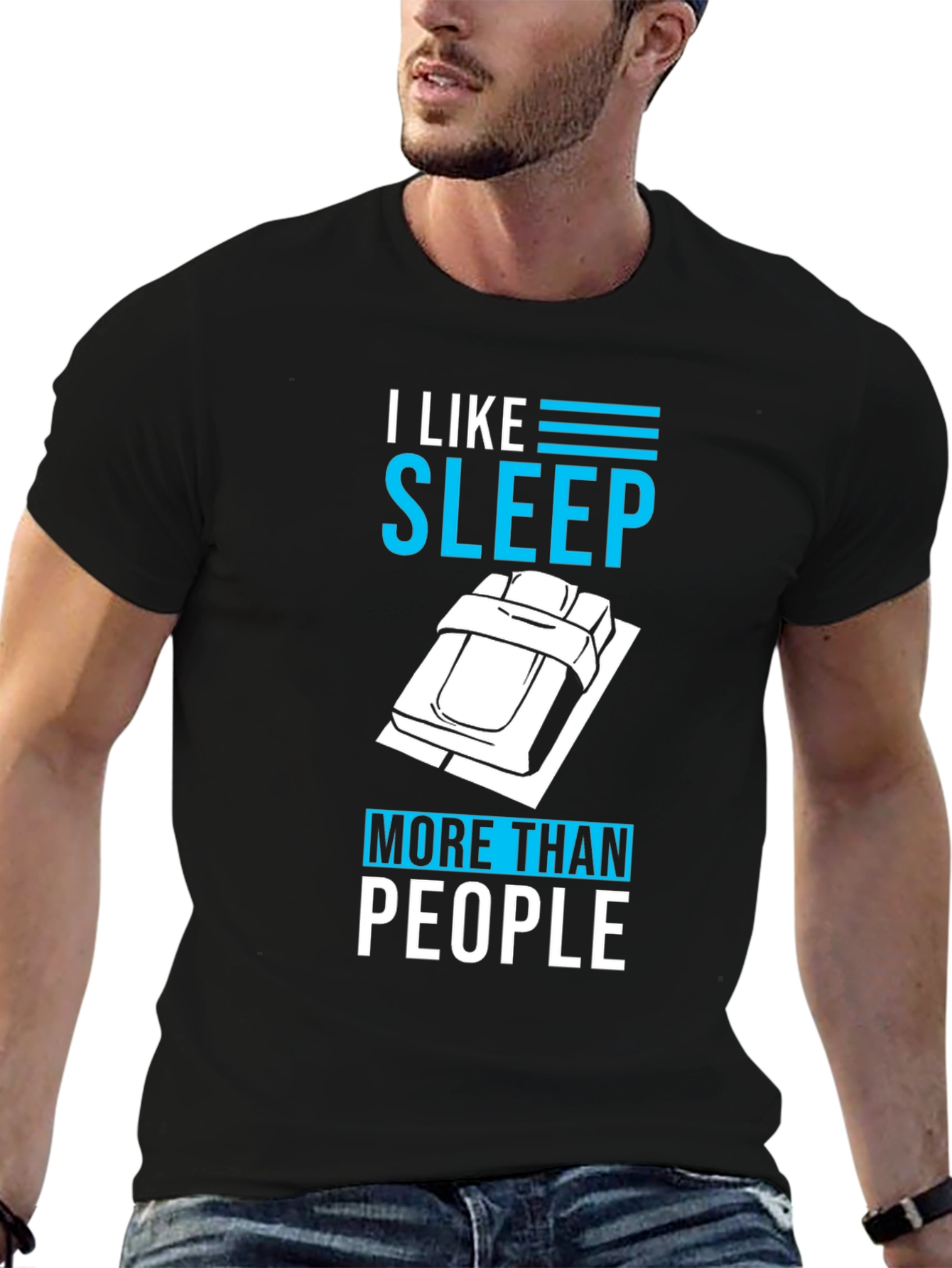 Black I Like Sleep More Than People T-Shirt view 6