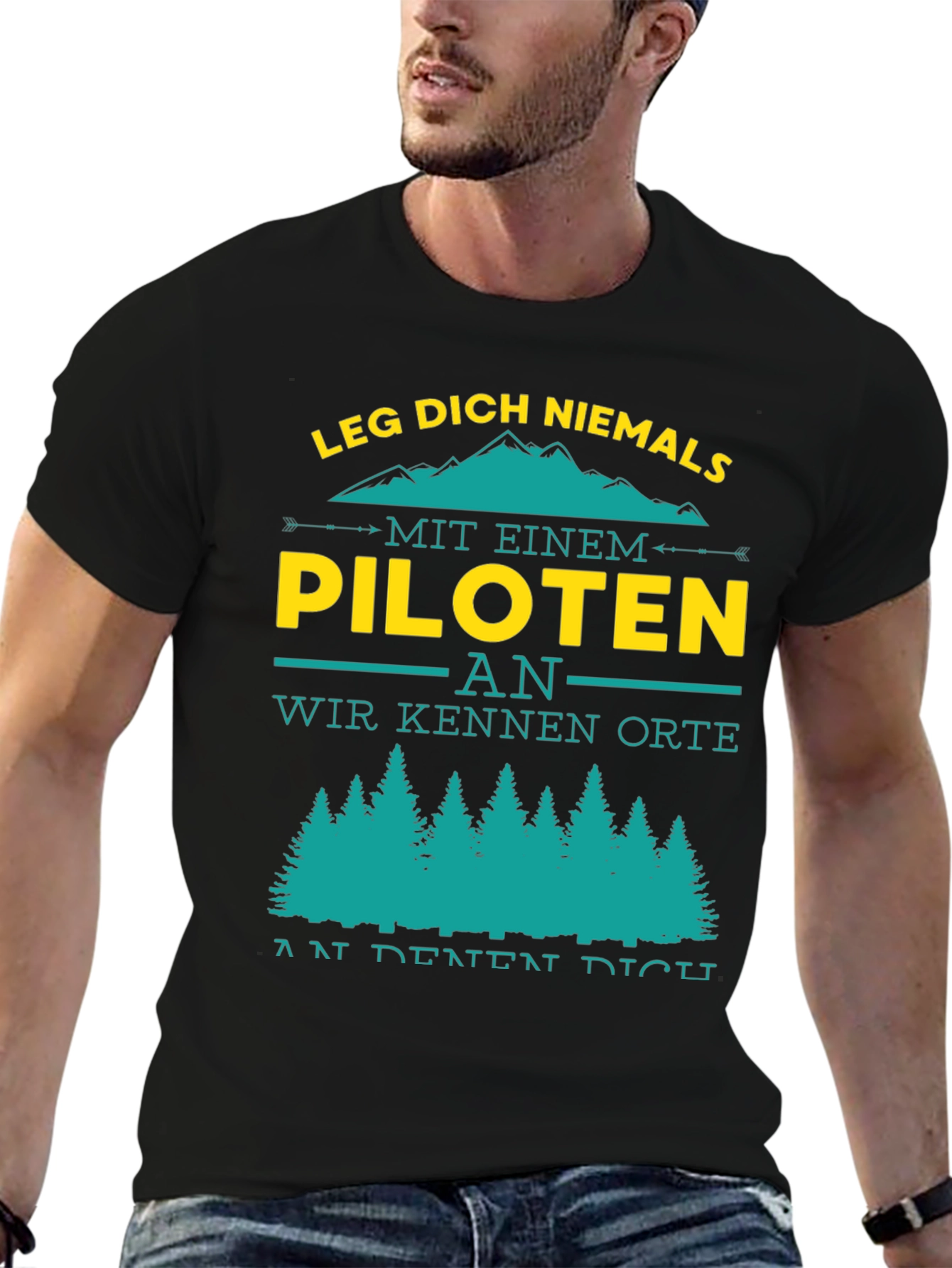 Black Pilot T-Shirt: Leg Dich Niemals An view 6
