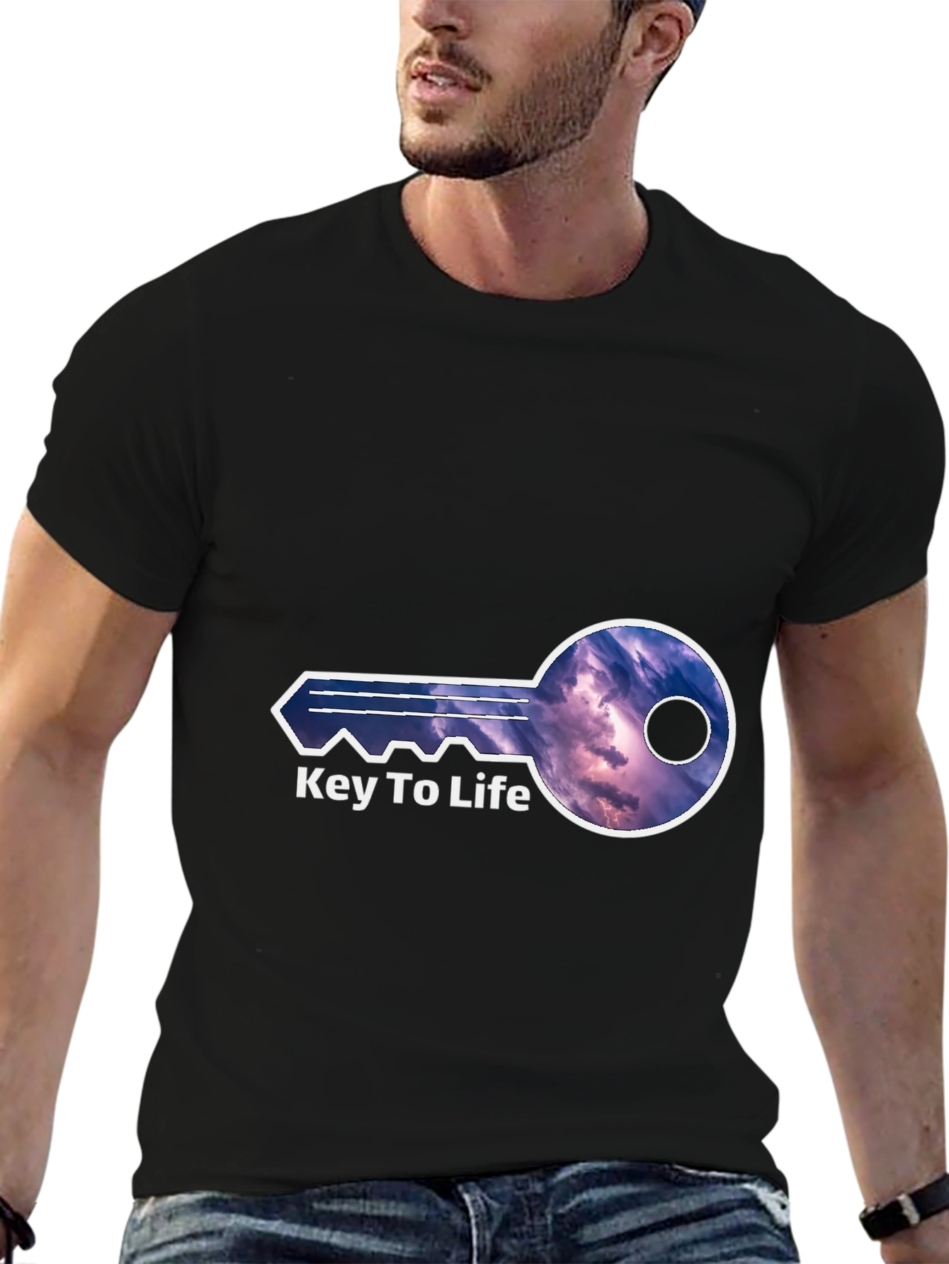 Black Key To Life Graphic Tee - Unique Design view 6