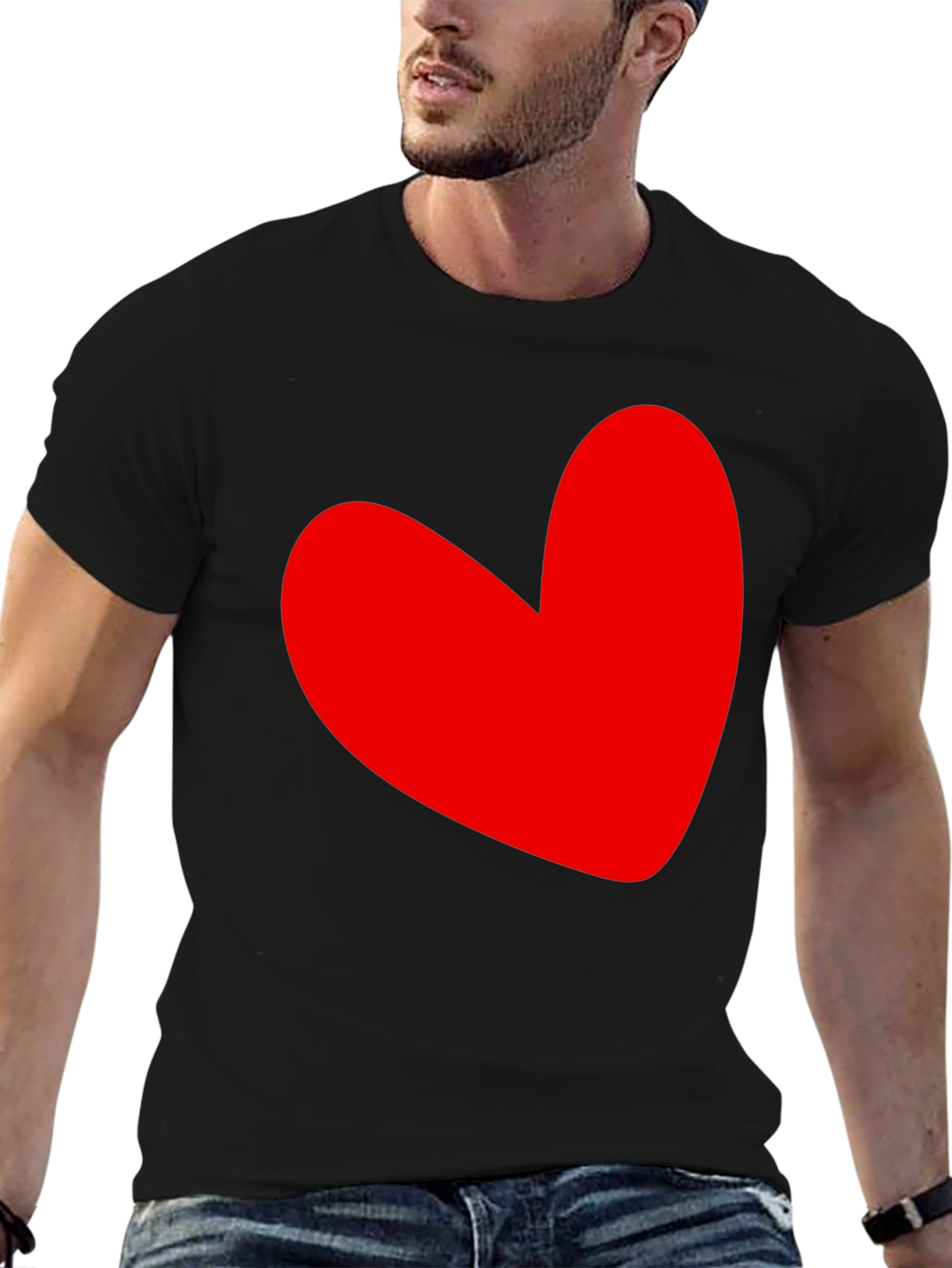 Black Red Heart Graphic Black T-Shirt view 6