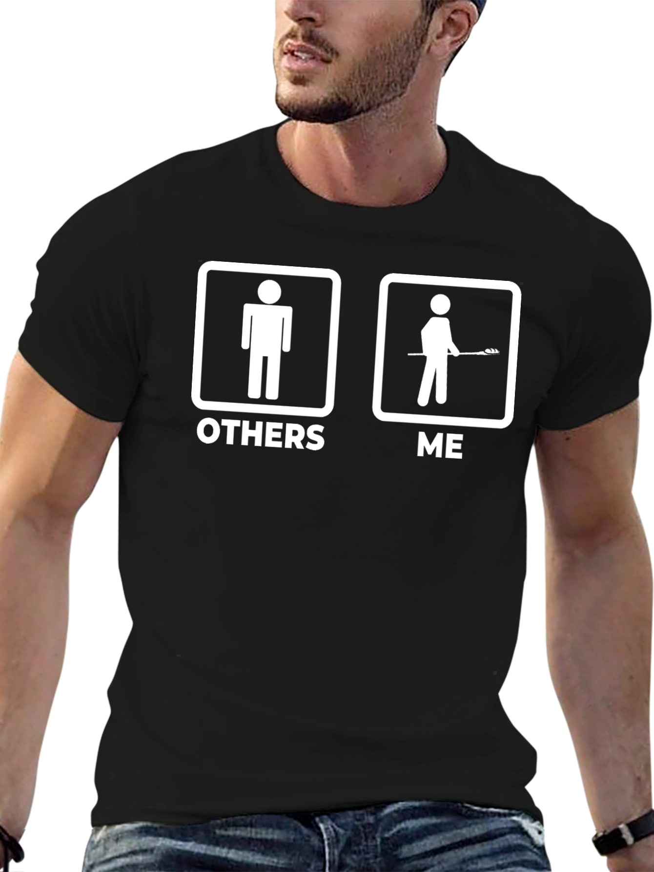 Black Funny Lacrosse T-Shirt - Others vs. Me view 6