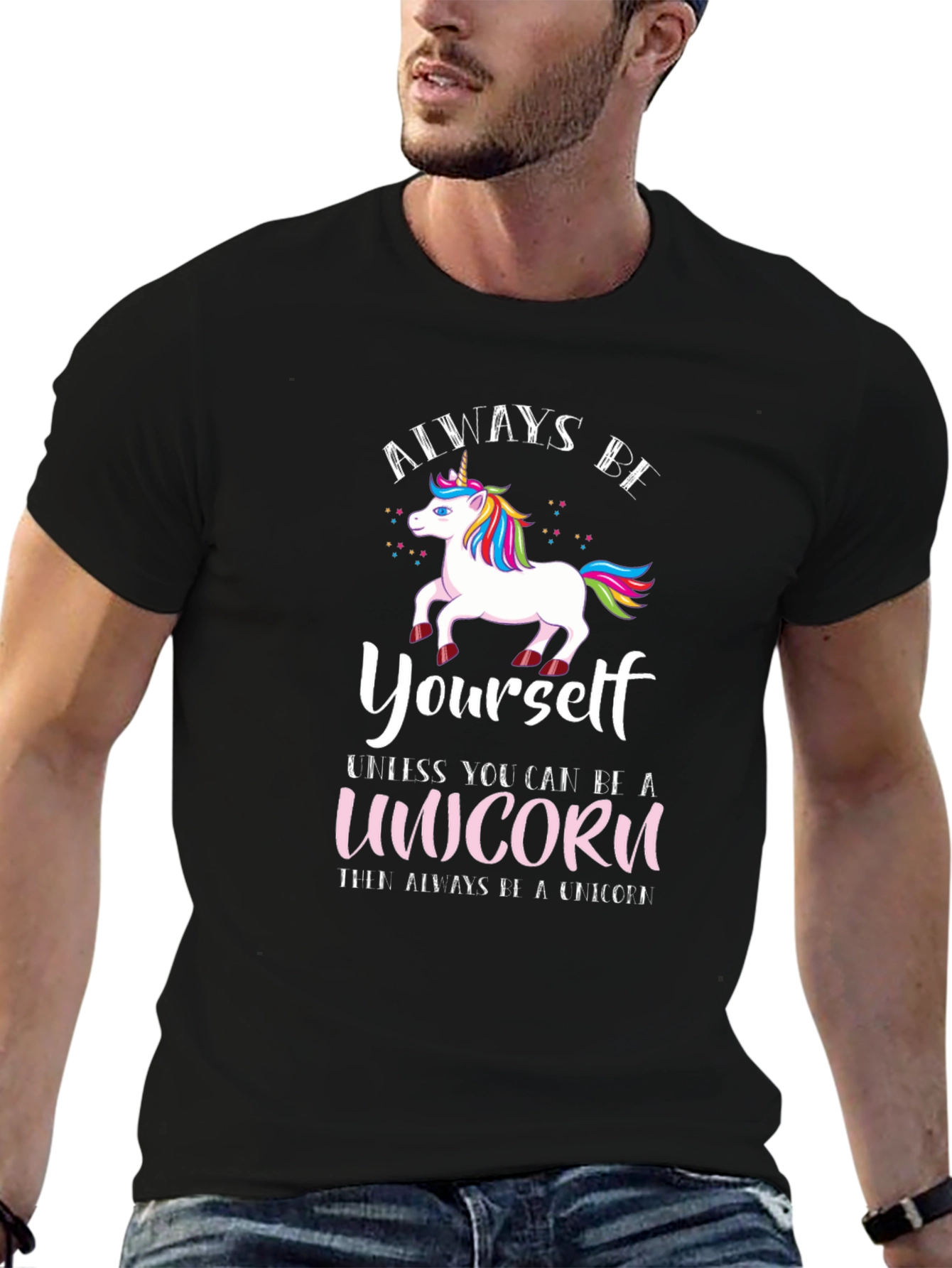 Black Always Be Yourself Unicorn T-Shirt view 6
