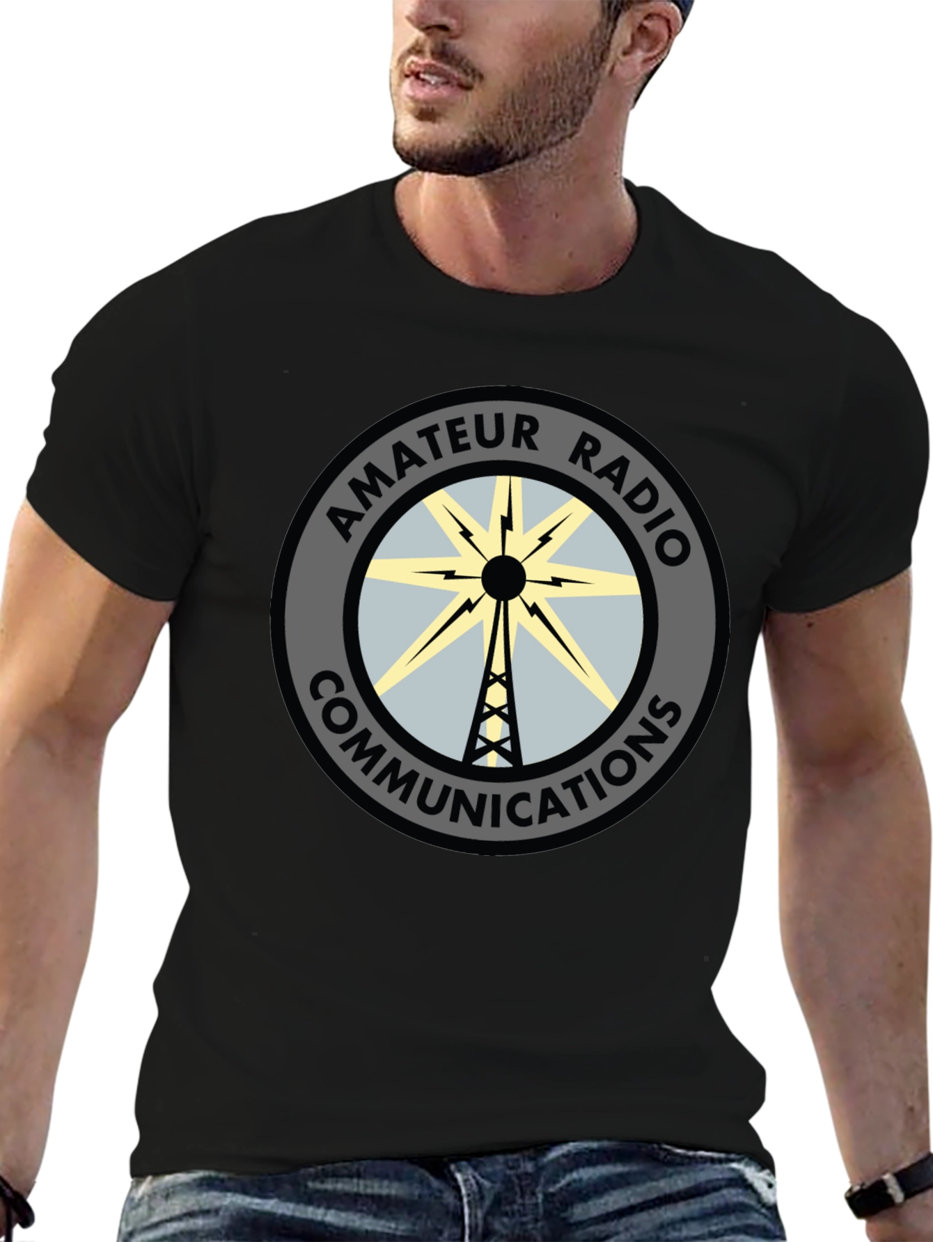 Black Amateur Radio Communications T-Shirt view 6