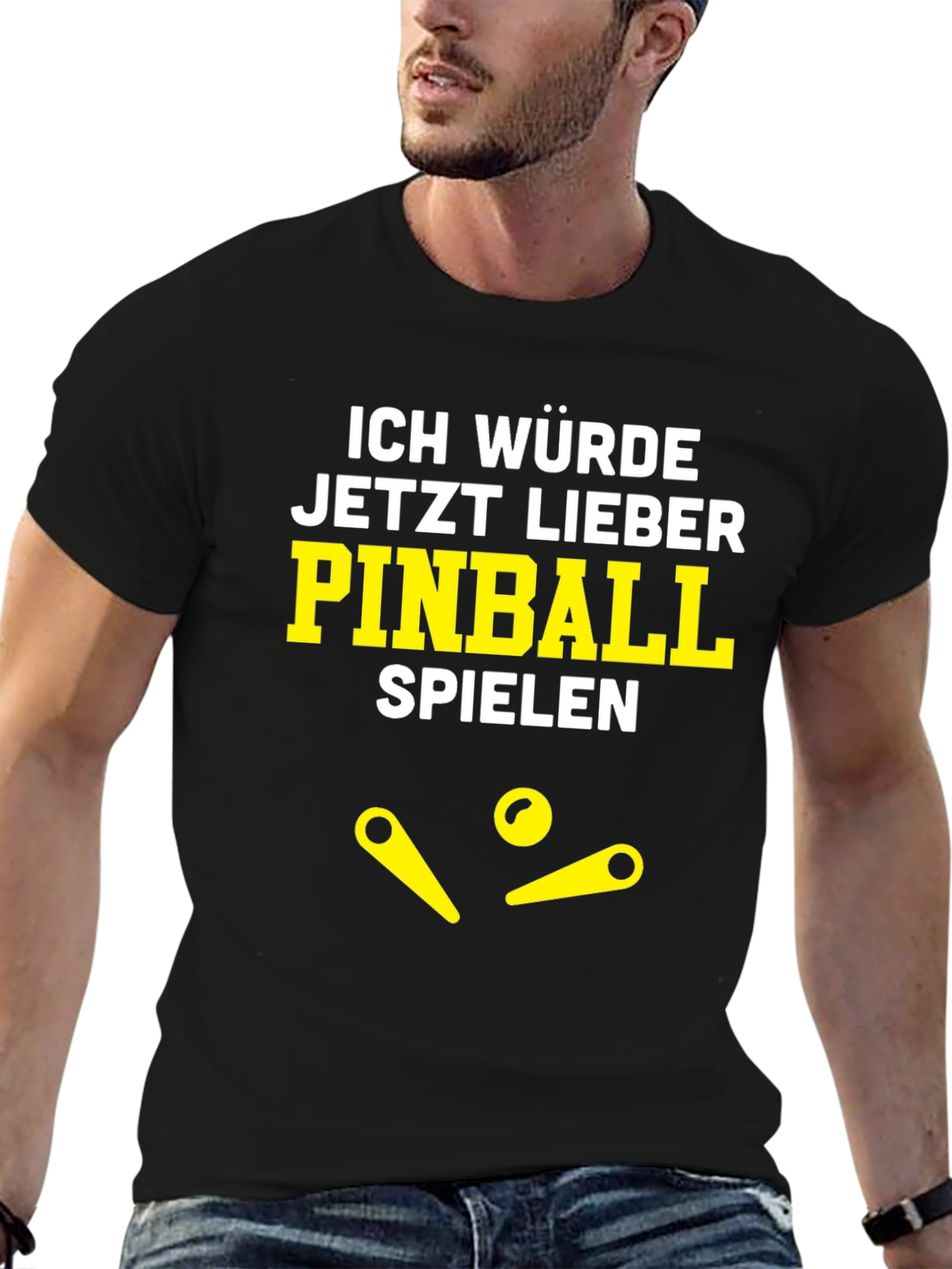 Black Pinball Player T-Shirt - I'd Rather Be Playing Now! view 6