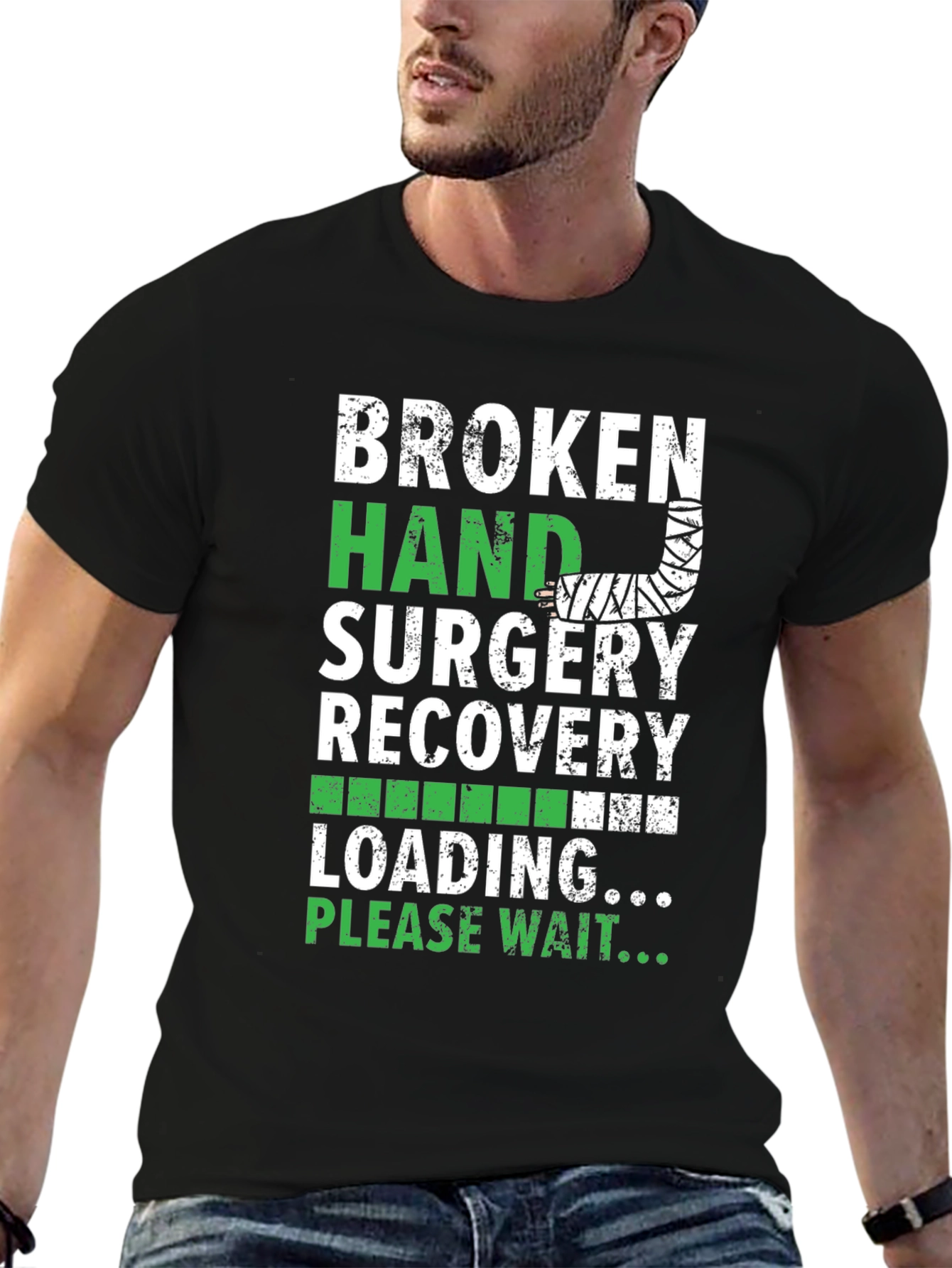 Black Broken Hand Surgery Recovery T-Shirt view 6