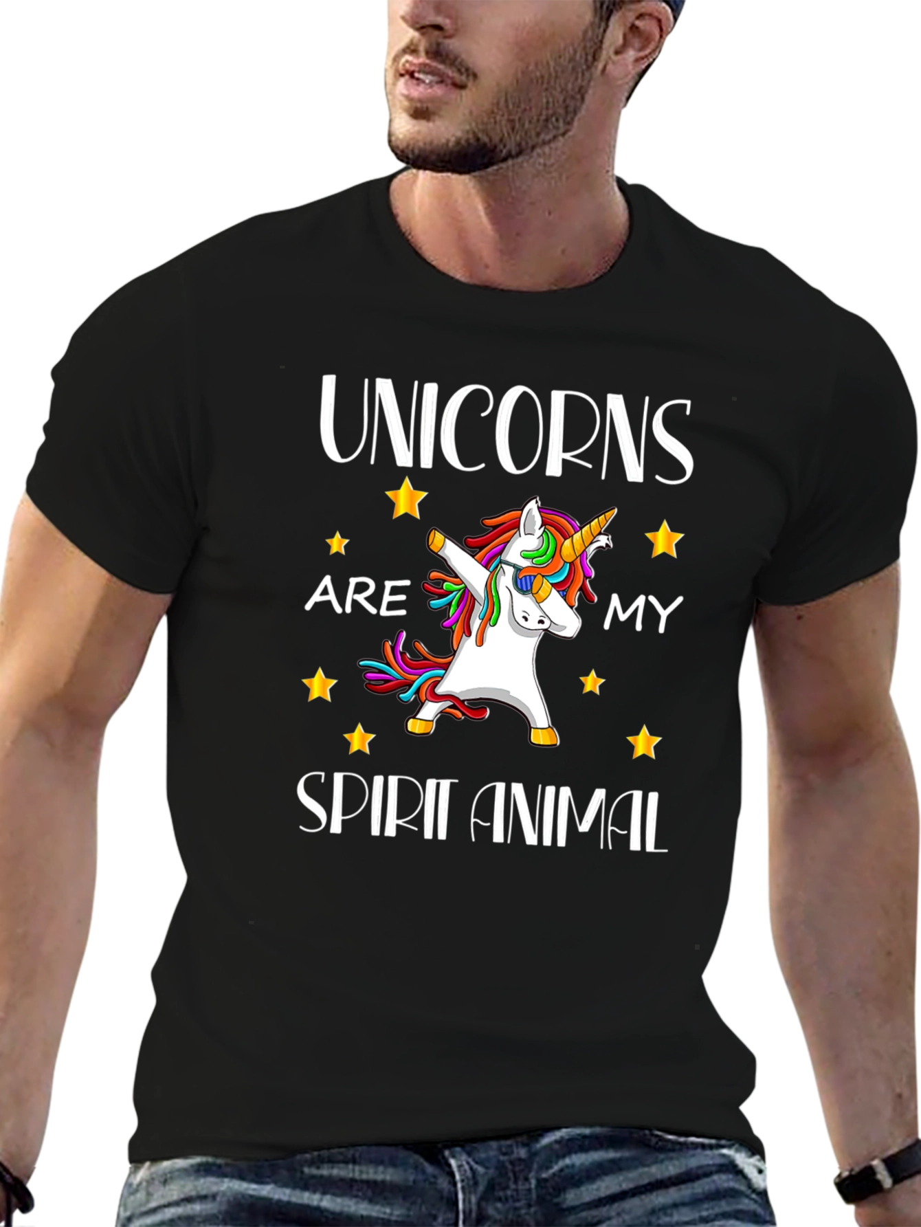 Black Unicorn Spirit Animal Black T-Shirt view 6