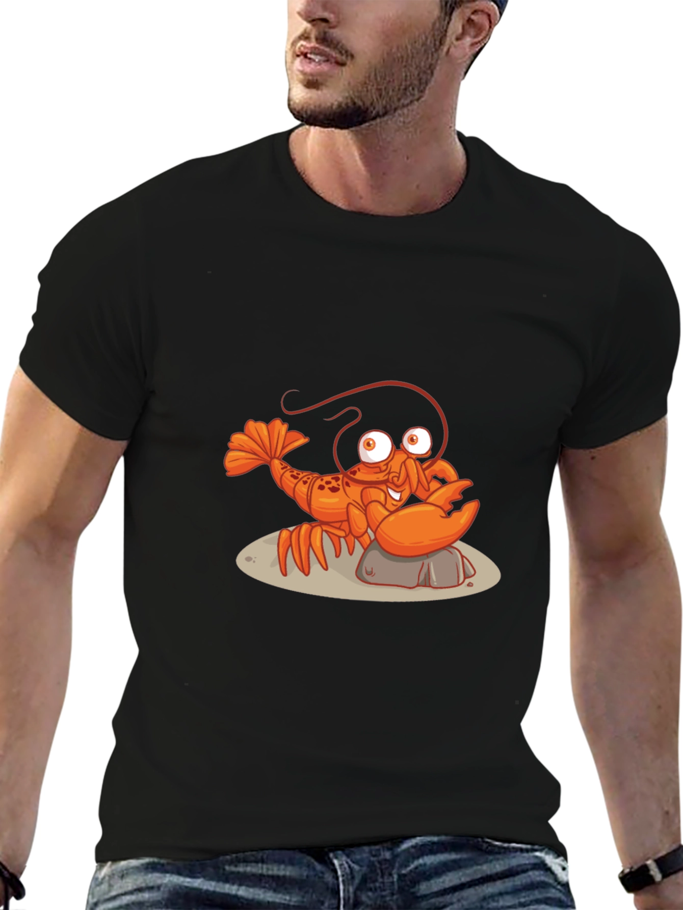 Black Lobster Graphic Tee - Quirky Black T-Shirt view 6