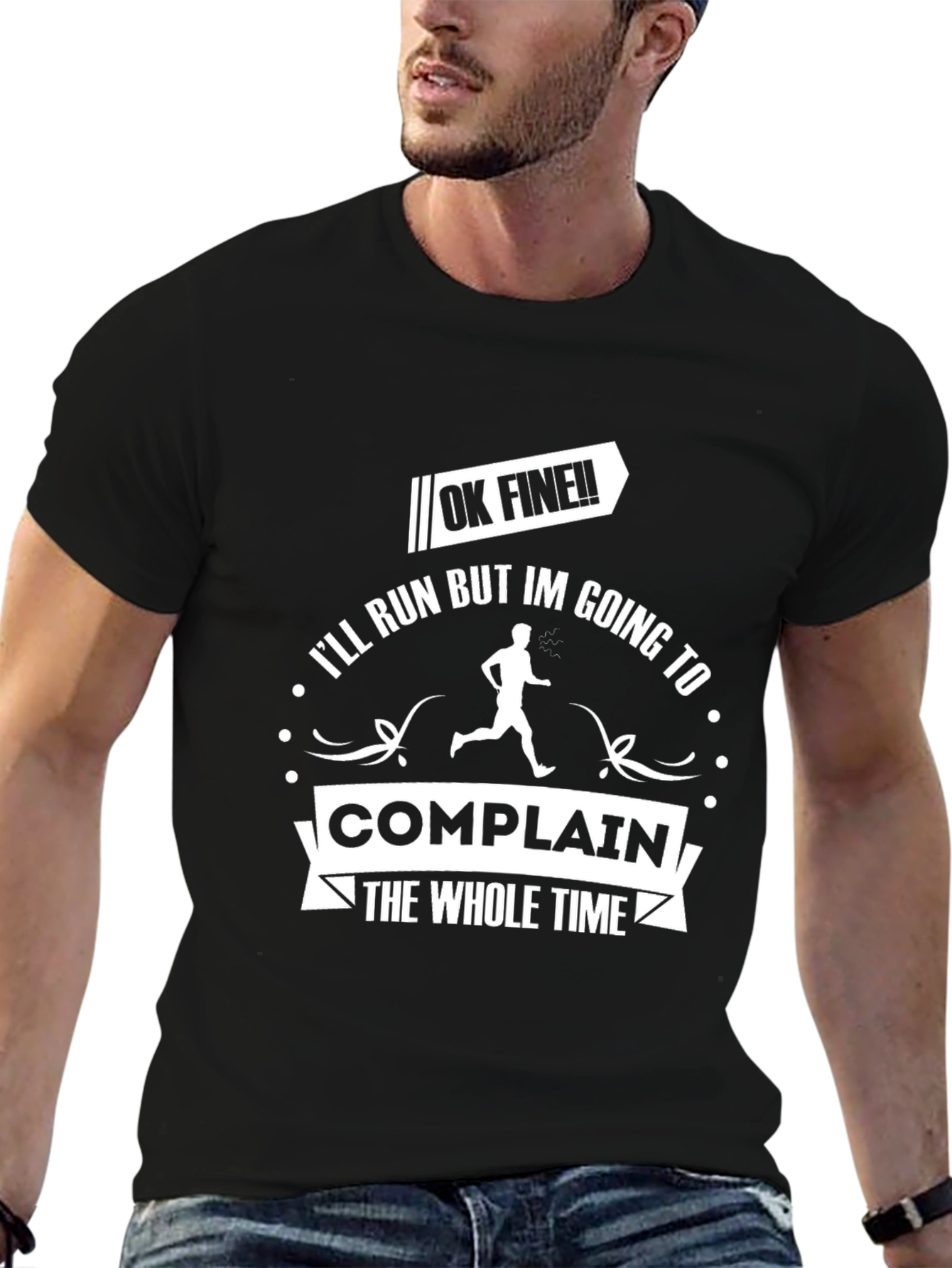 Black Funny Running T-Shirt - I'll Run But I'll Complain view 6