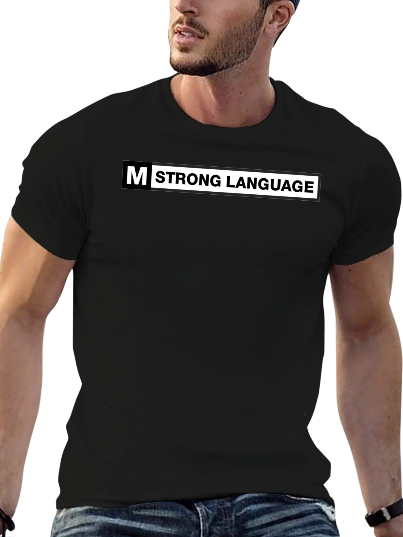 Black Strong Language Graphic Print Men's T-Shirt view 6