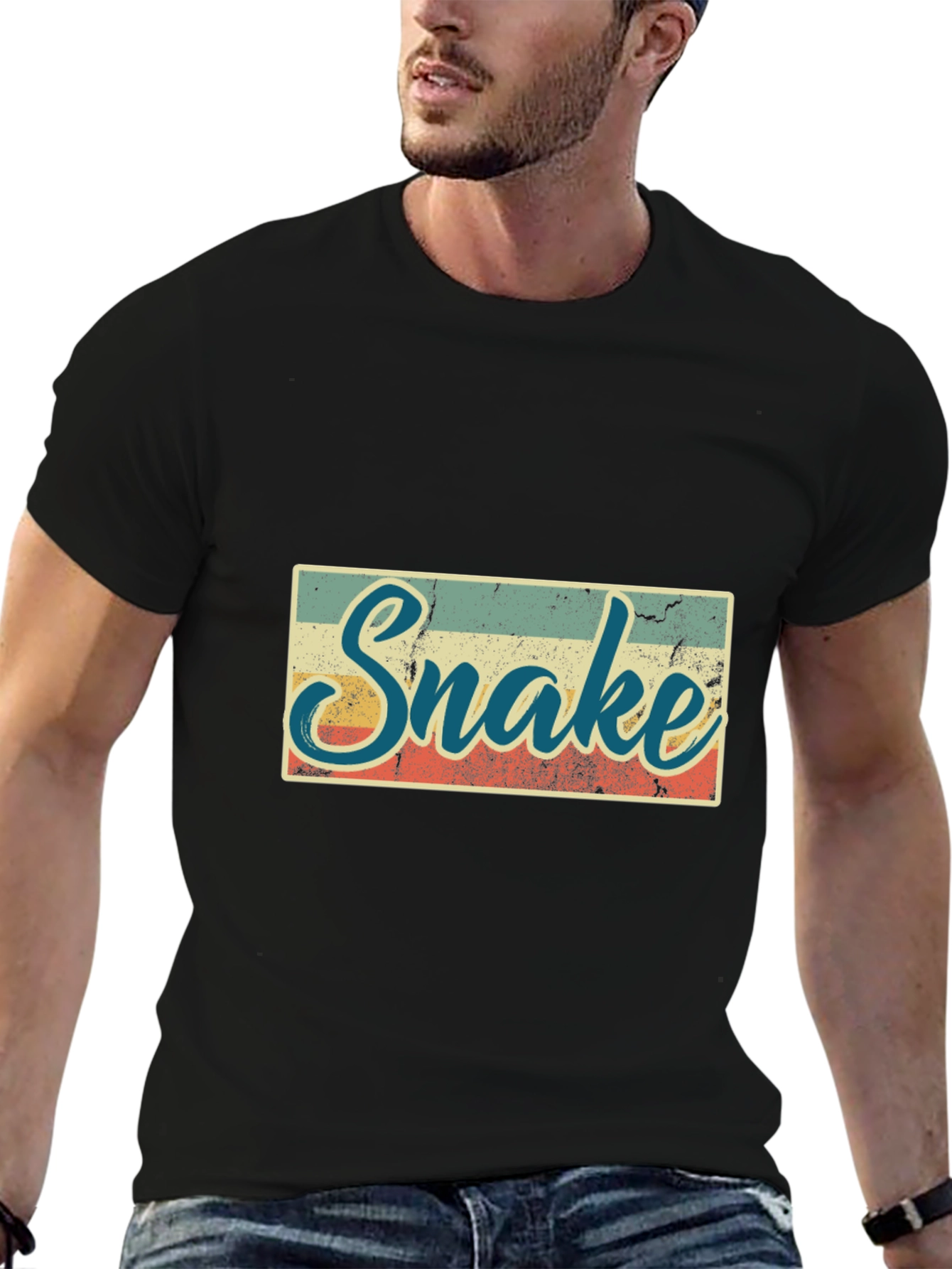 Black Vintage Snake T-Shirt - Retro Style Animal Tee view 6