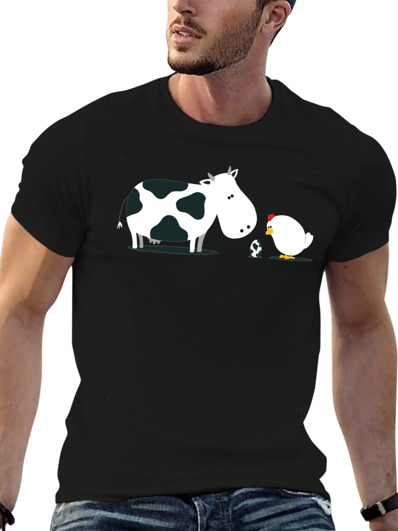 Black Cow and Chicken T-Shirt view 6