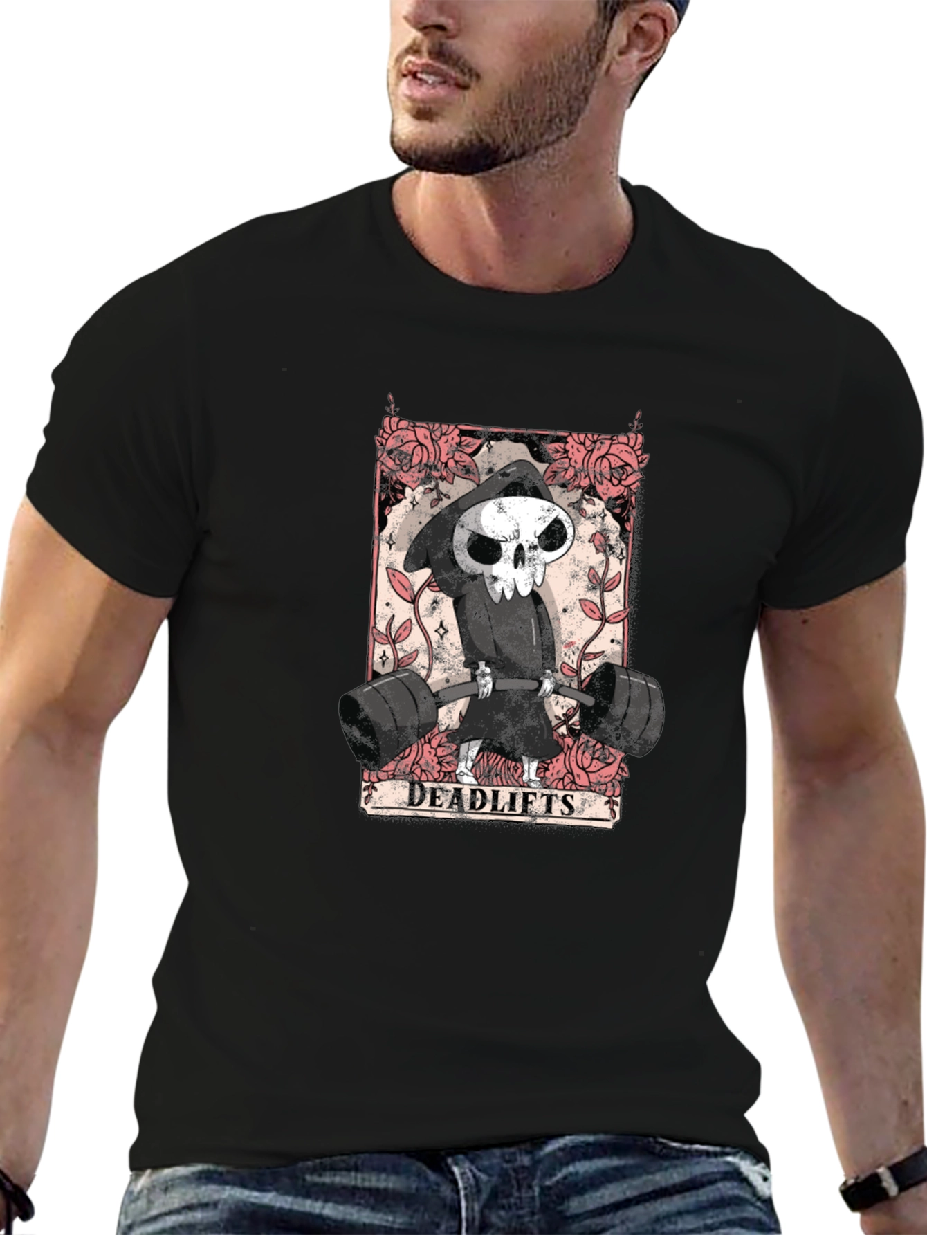 Black Grim Reaper Deadlifts Black T-Shirt view 6