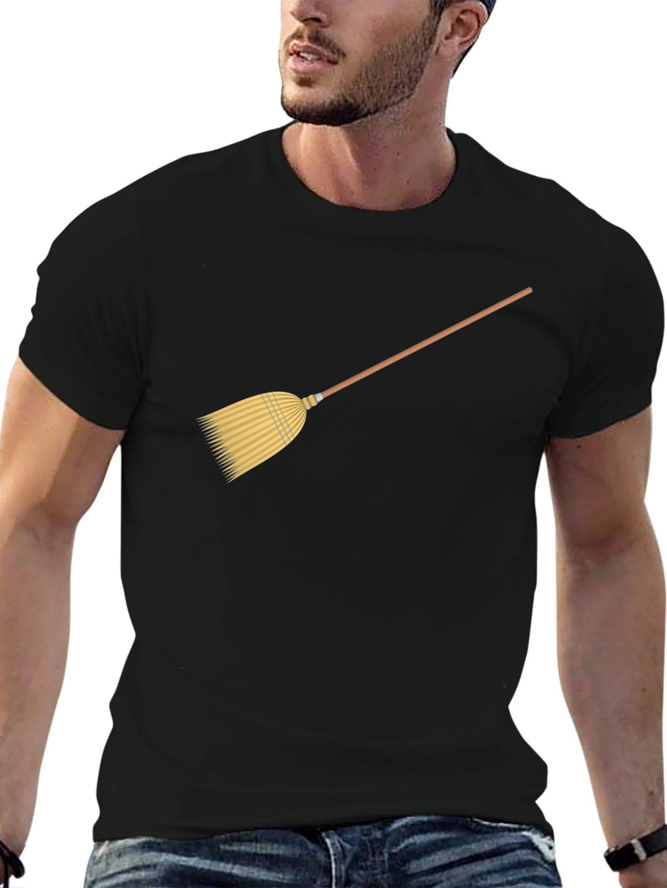 Black Broom Graphic Black T-Shirt view 6