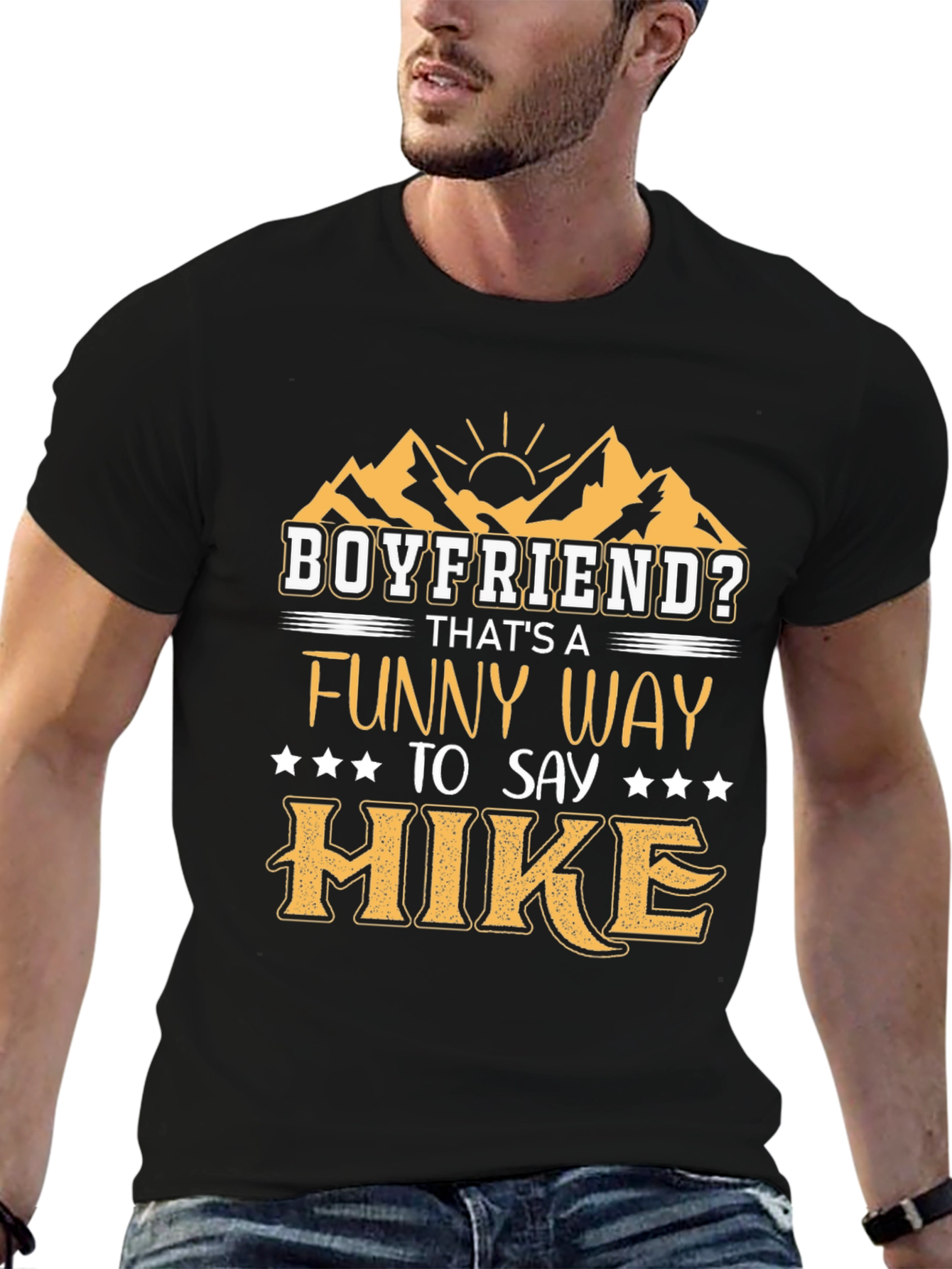 Black Boyfriend Hiking T-Shirt - Funny Hike Tee view 6