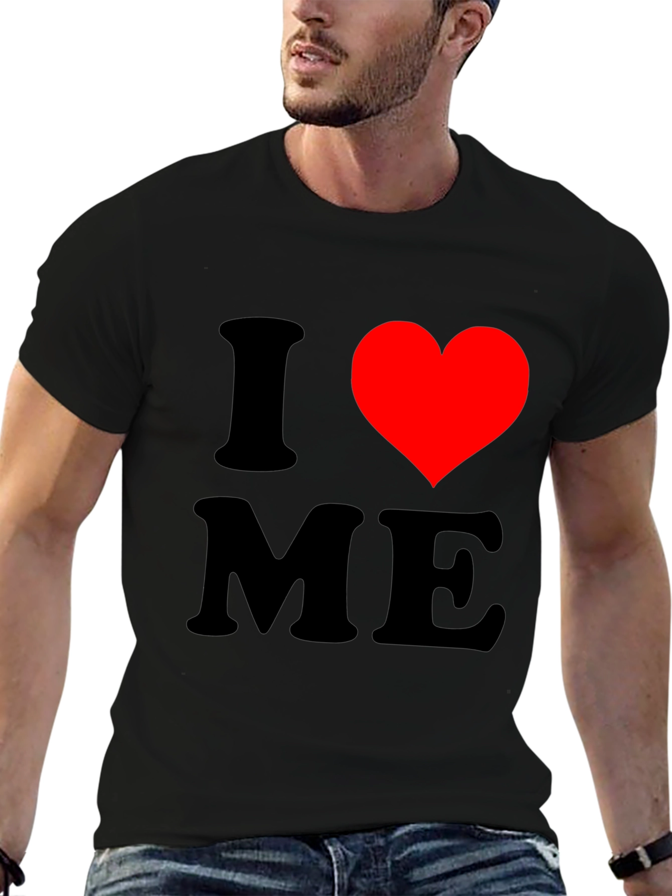 Black I Love Me T-Shirt, Novelty Graphic Tee view 6