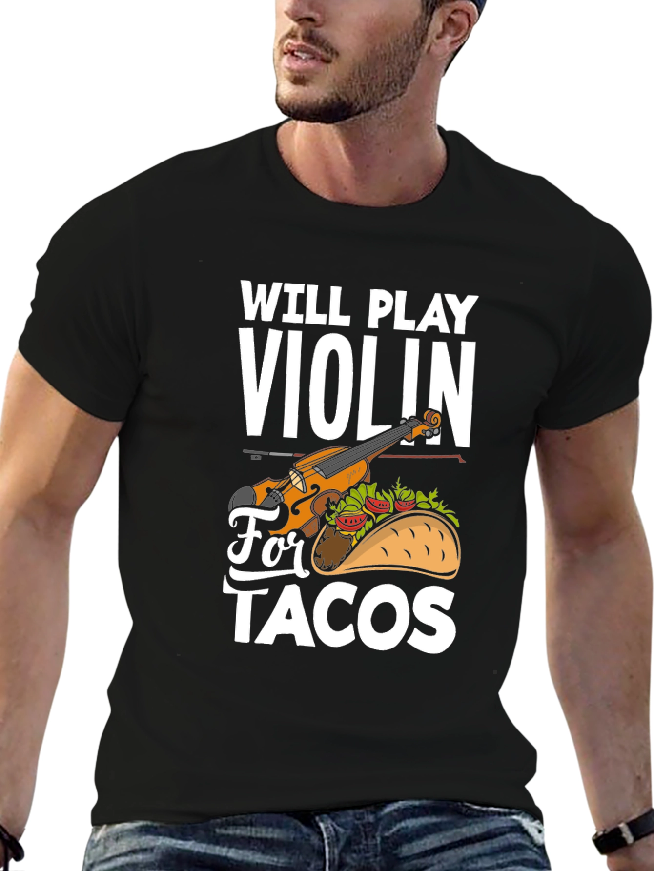 Violin and Taco Graphic T-Shirt - 6