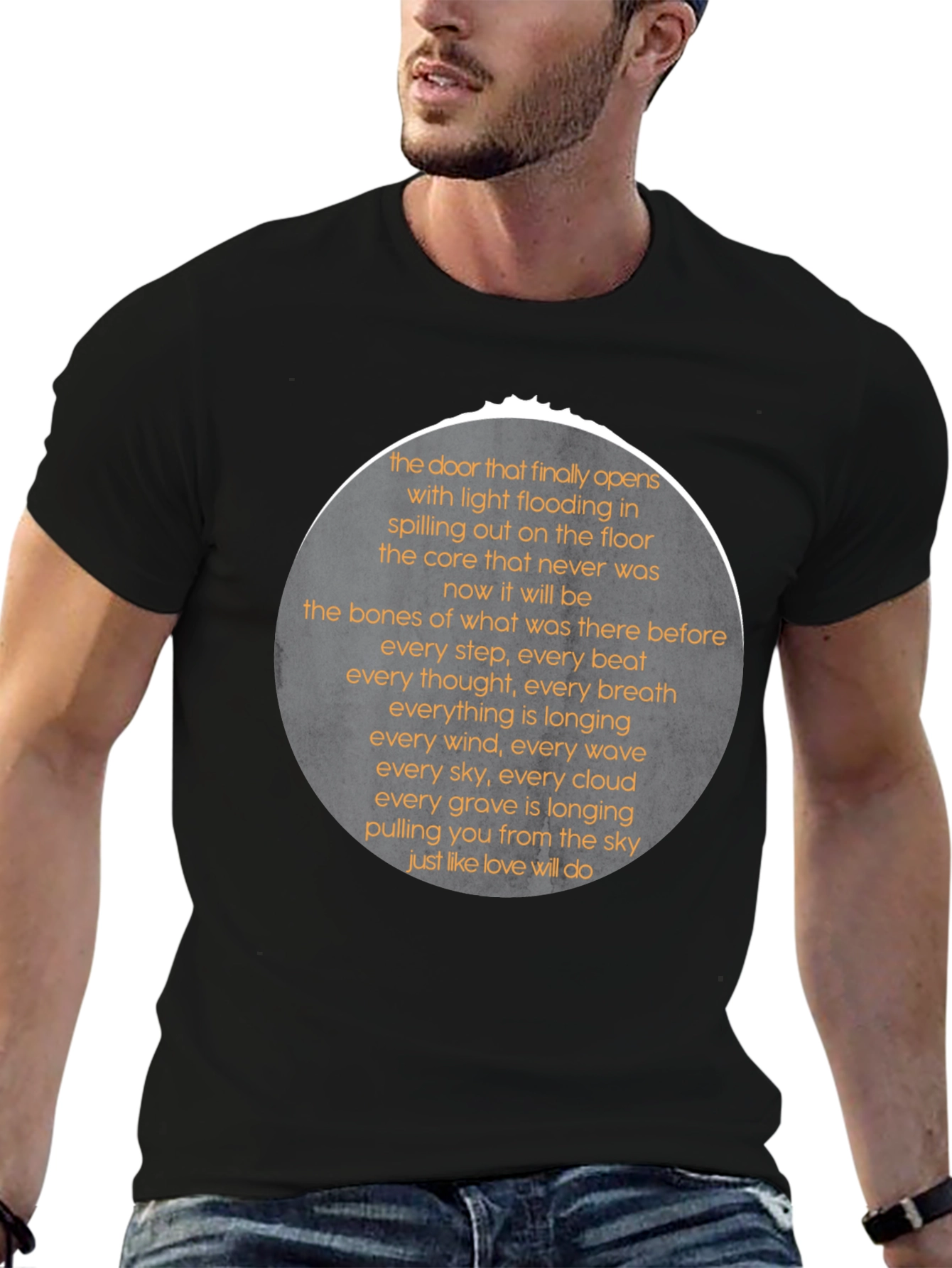 Black Poetry Print Tee - Expressive Black T-Shirt for Men view 6