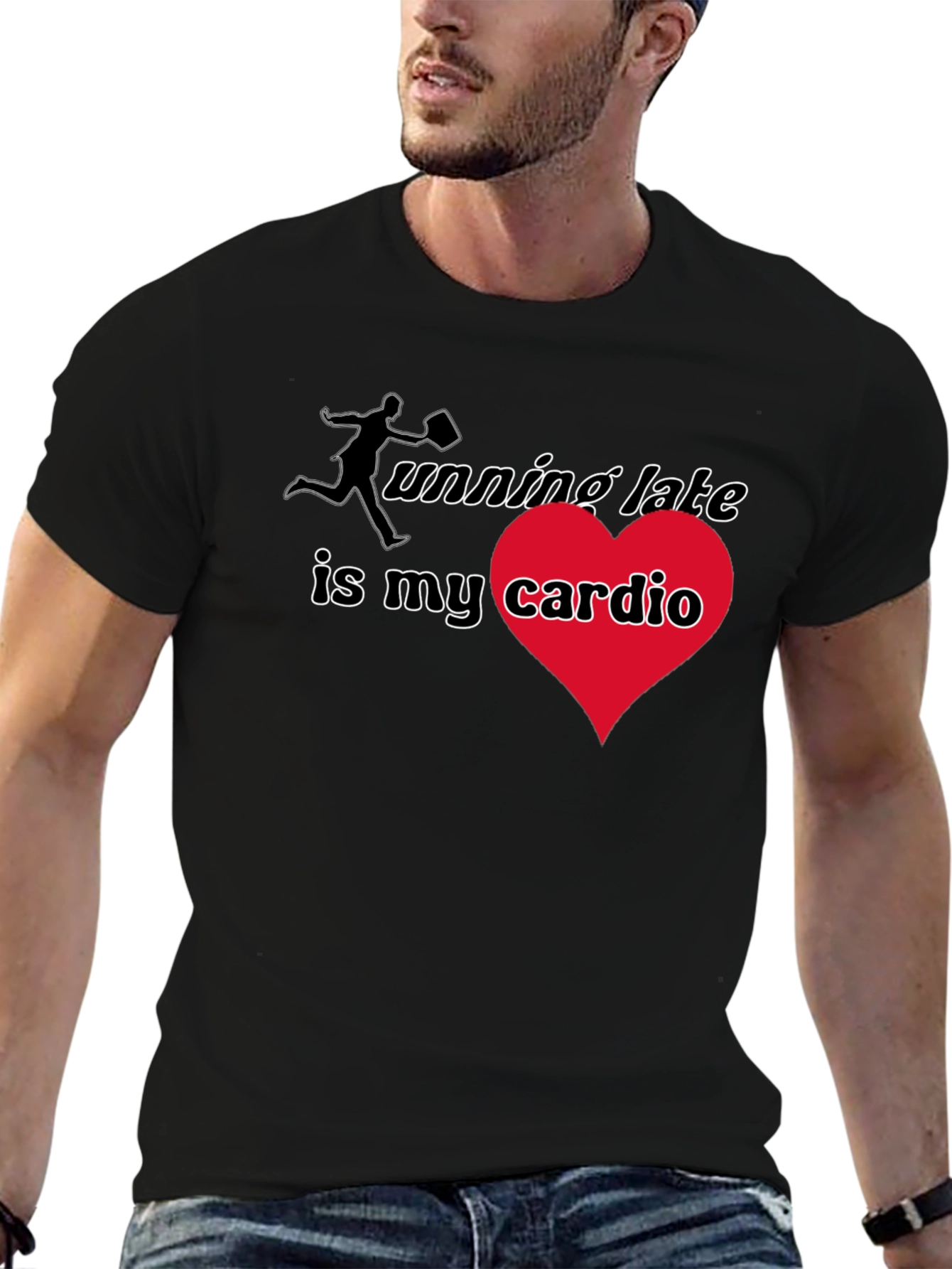 Black Running Late Cardio T-Shirt - Black view 6