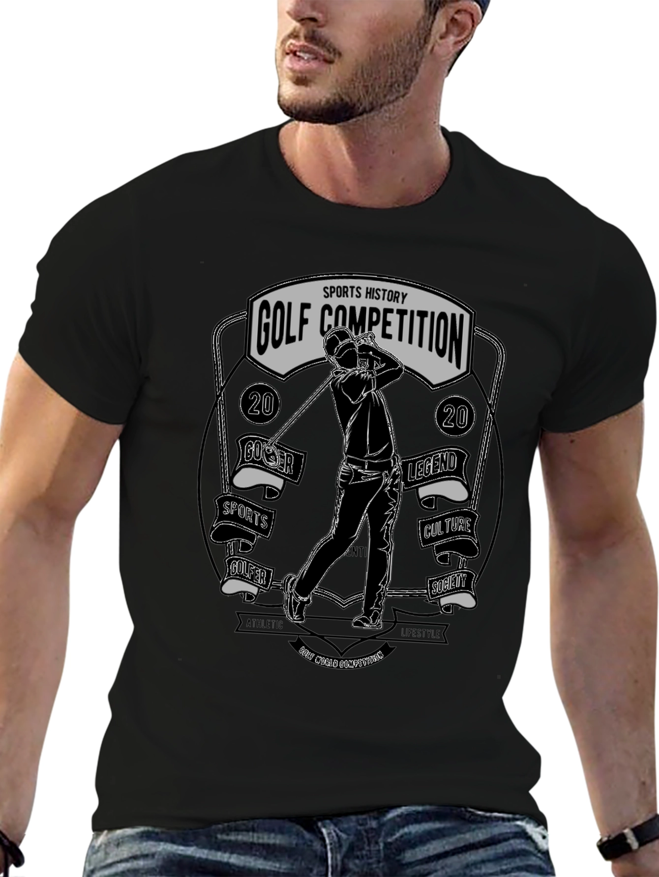 Black Golf Competition Graphic T-Shirt view 6
