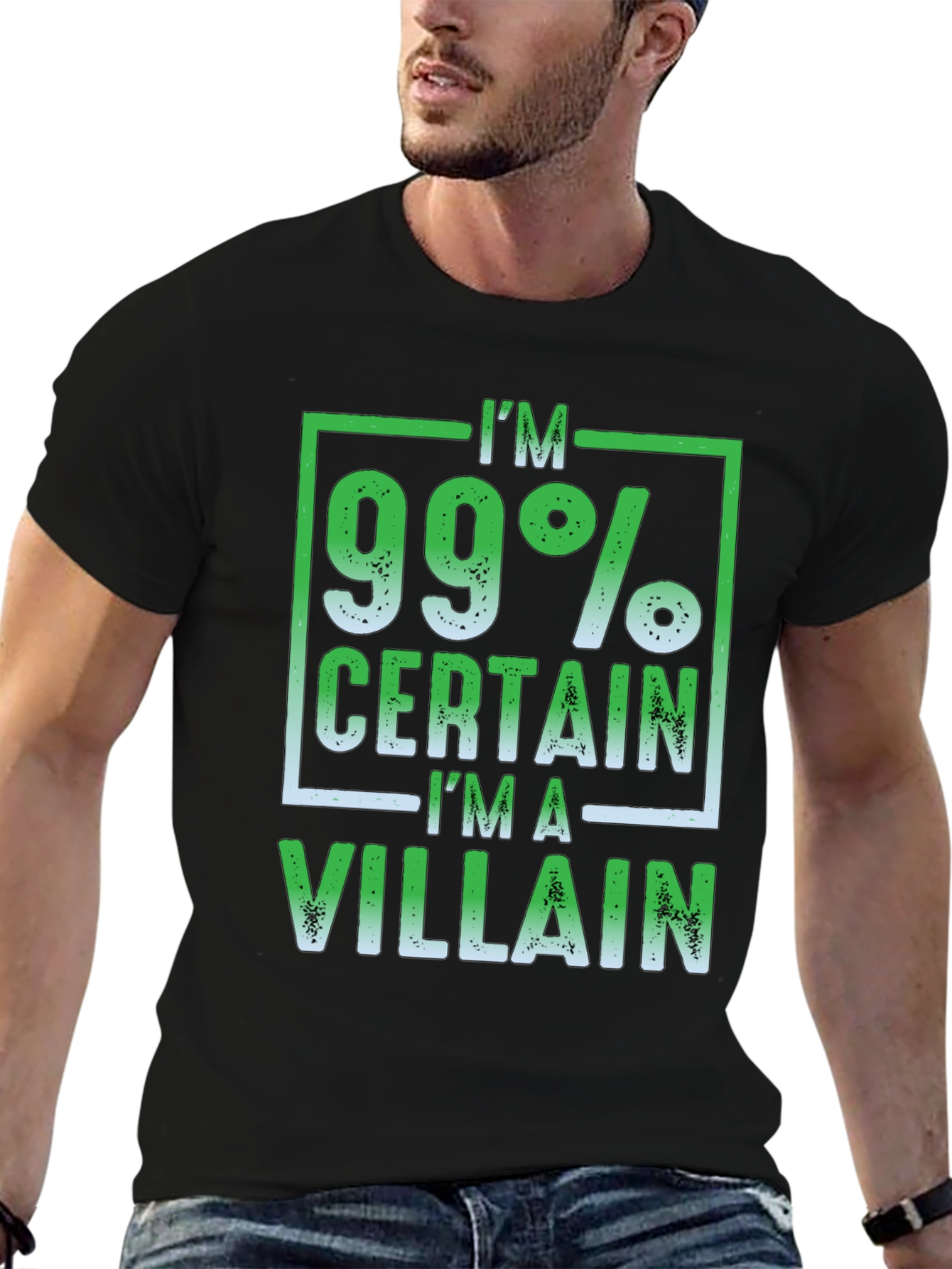 Black 99% Certain I'm a Villain Graphic T-Shirt view 6