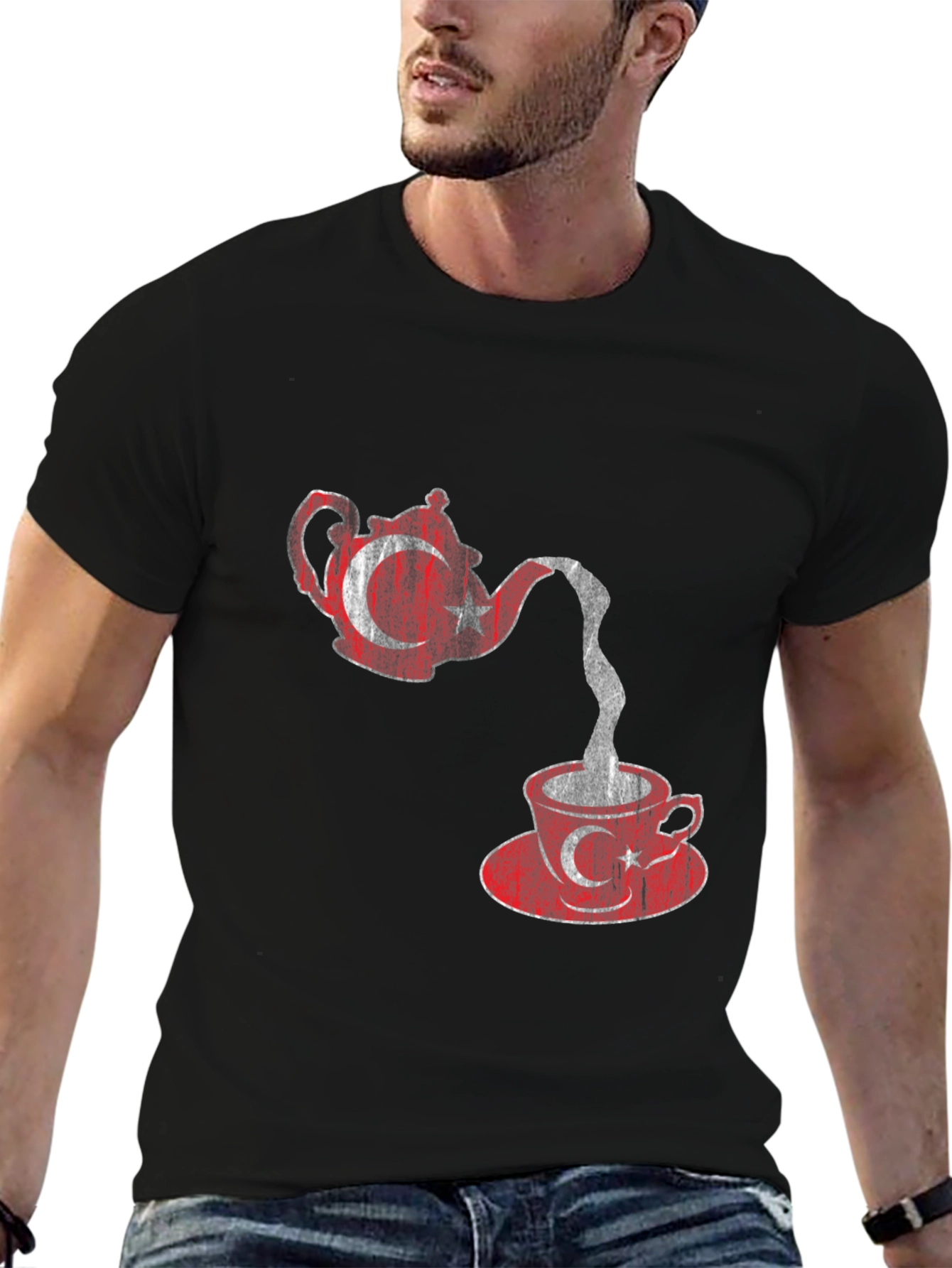 Black Turkey Tea Flag Graphic T-Shirt view 6