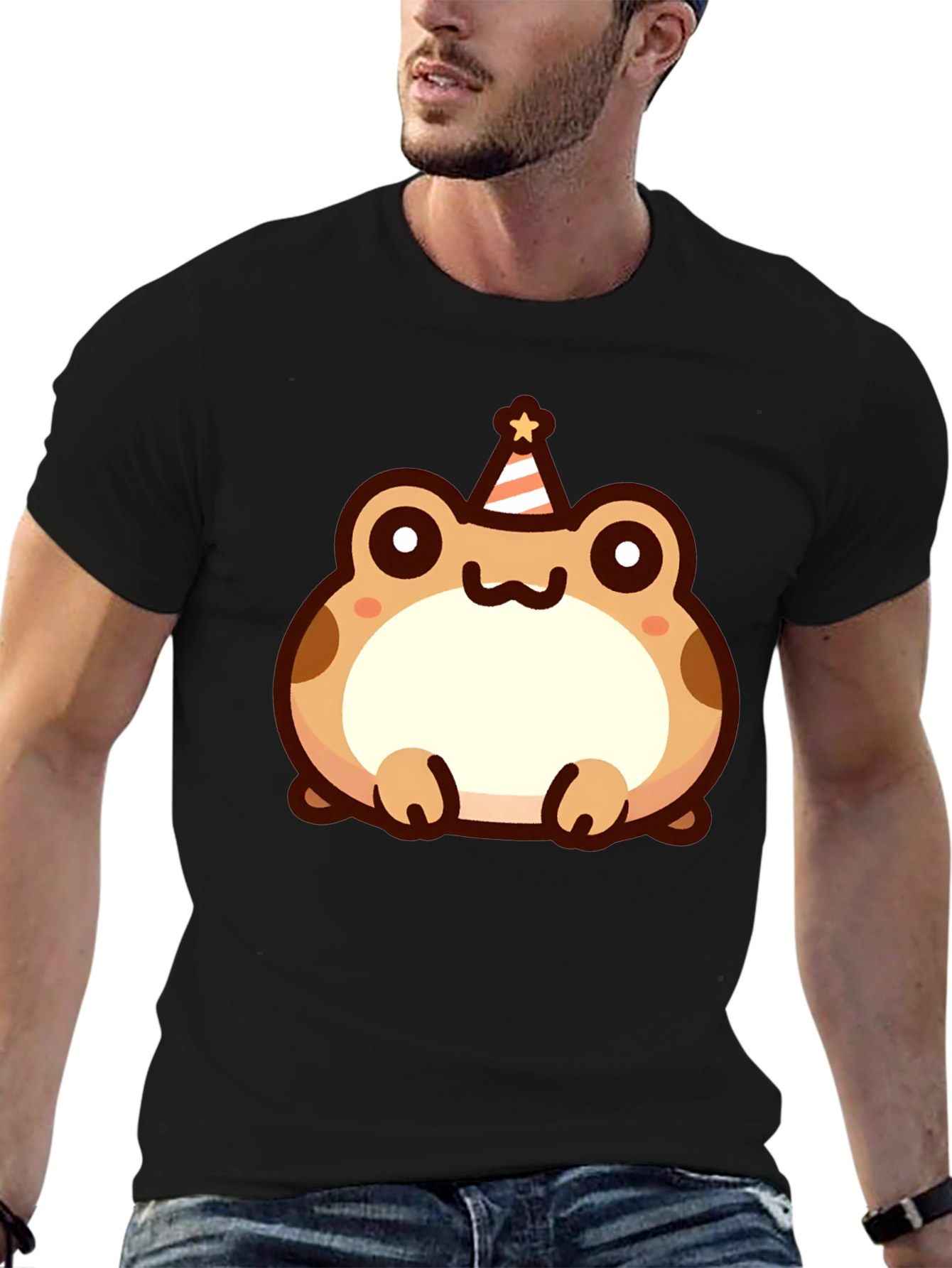 Black Cute Cartoon Frog Birthday T-Shirt view 6