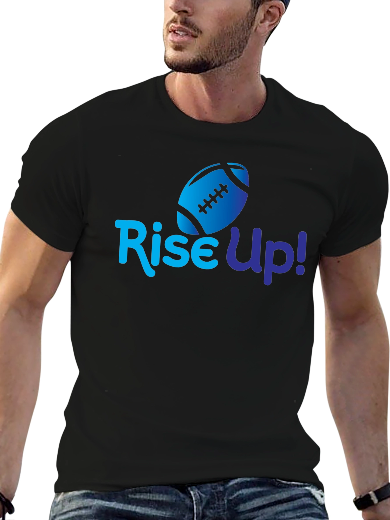 Black Rise Up Football T-Shirt view 6