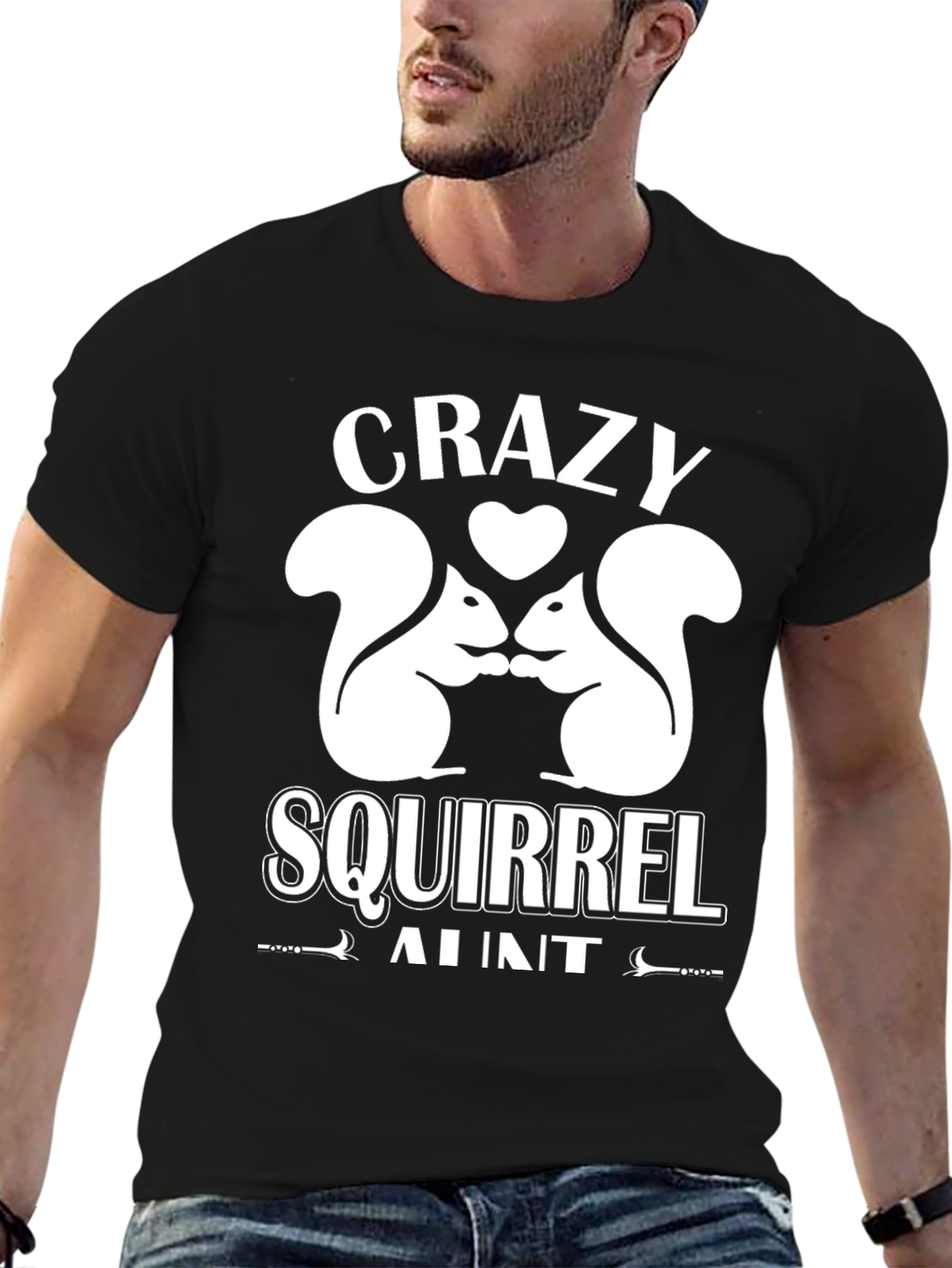 Black Crazy Squirrel Aunt T-Shirt - Fun Novelty Tee view 6