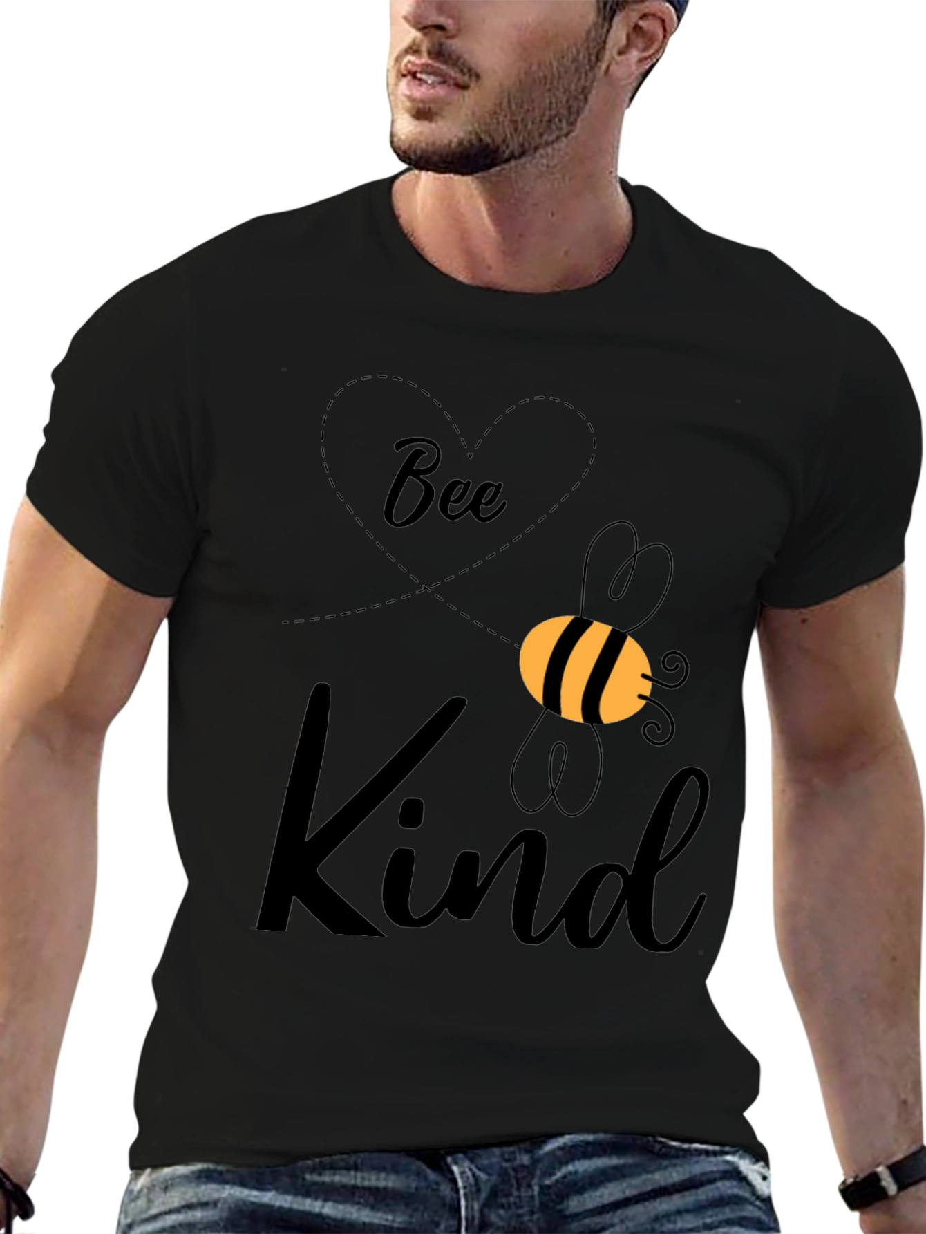 Black Bee Kind Graphic Tee - Unisex Black T-Shirt view 6