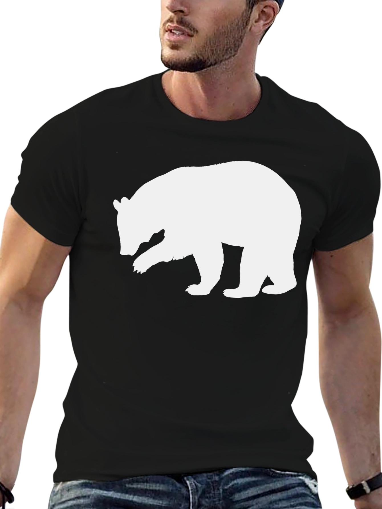 Black Bear Silhouette Graphic T-Shirt - Classic Black Tee view 6