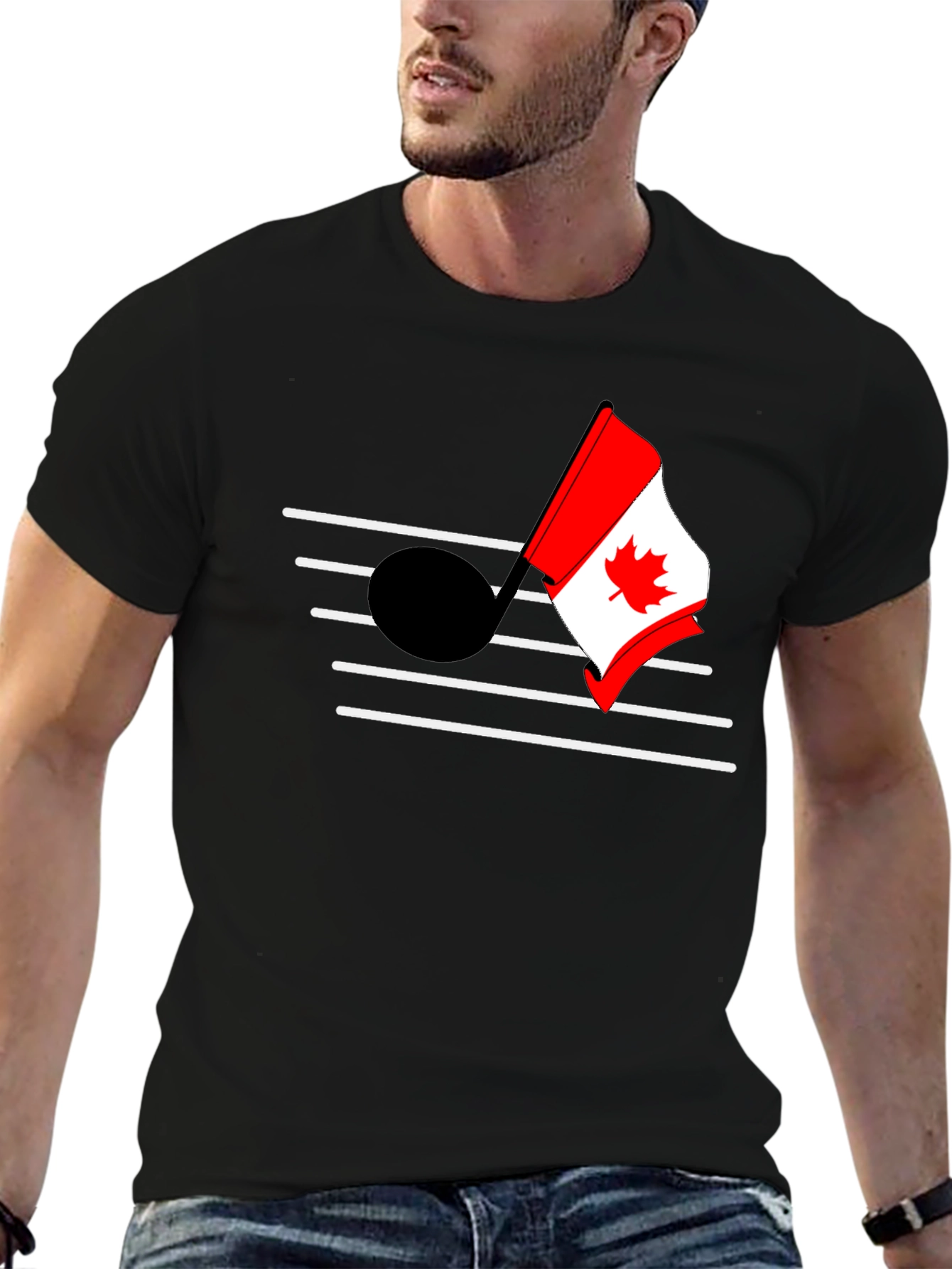 Black Canadian Music T-Shirt view 6