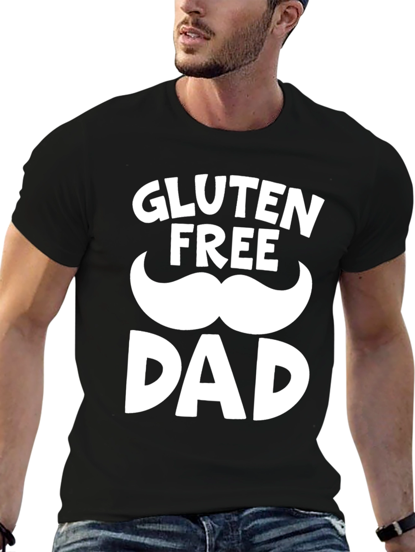 Black Gluten Free Dad Black Graphic T-Shirt view 6