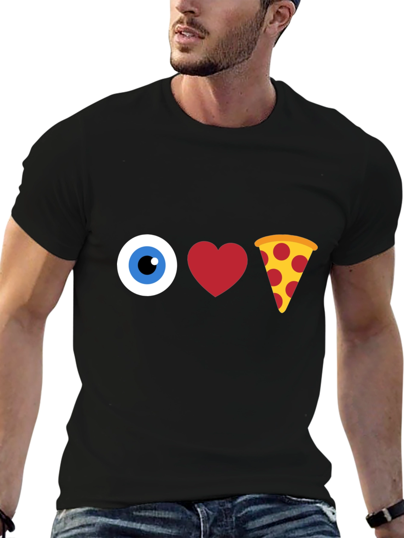 Black I Love Pizza Graphic T-Shirt view 6