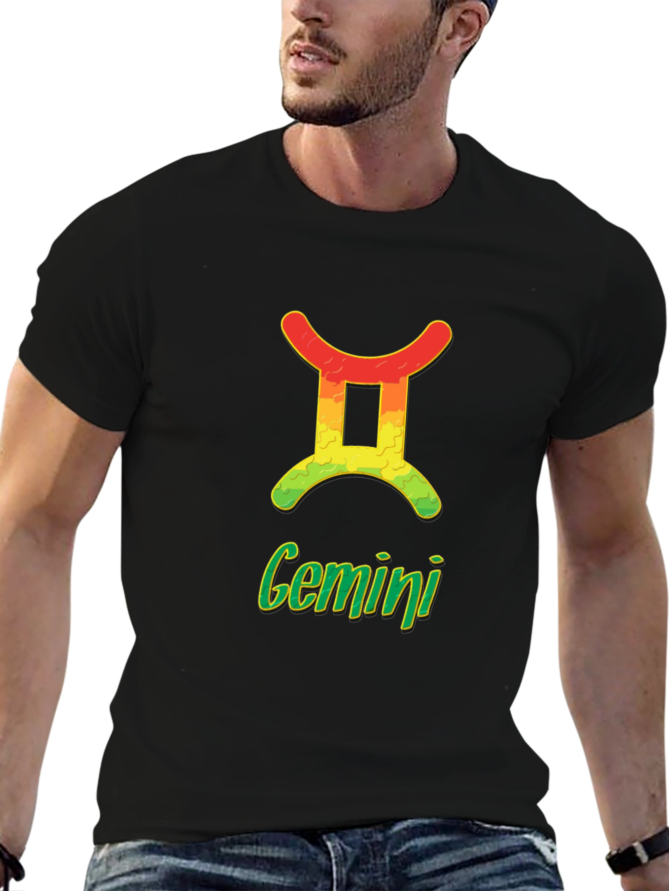 Black Gemini Zodiac Sign T-Shirt - Horoscope Tee view 6