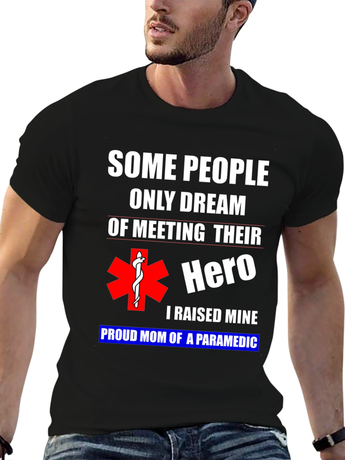 Black Proud Paramedic Mom Graphic T-Shirt view 6
