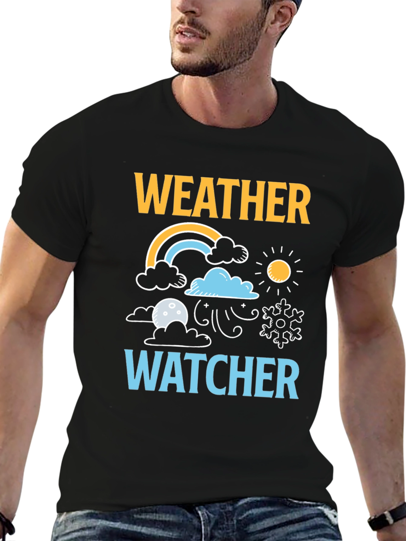 Black Weather Watcher Graphic T-Shirt view 6